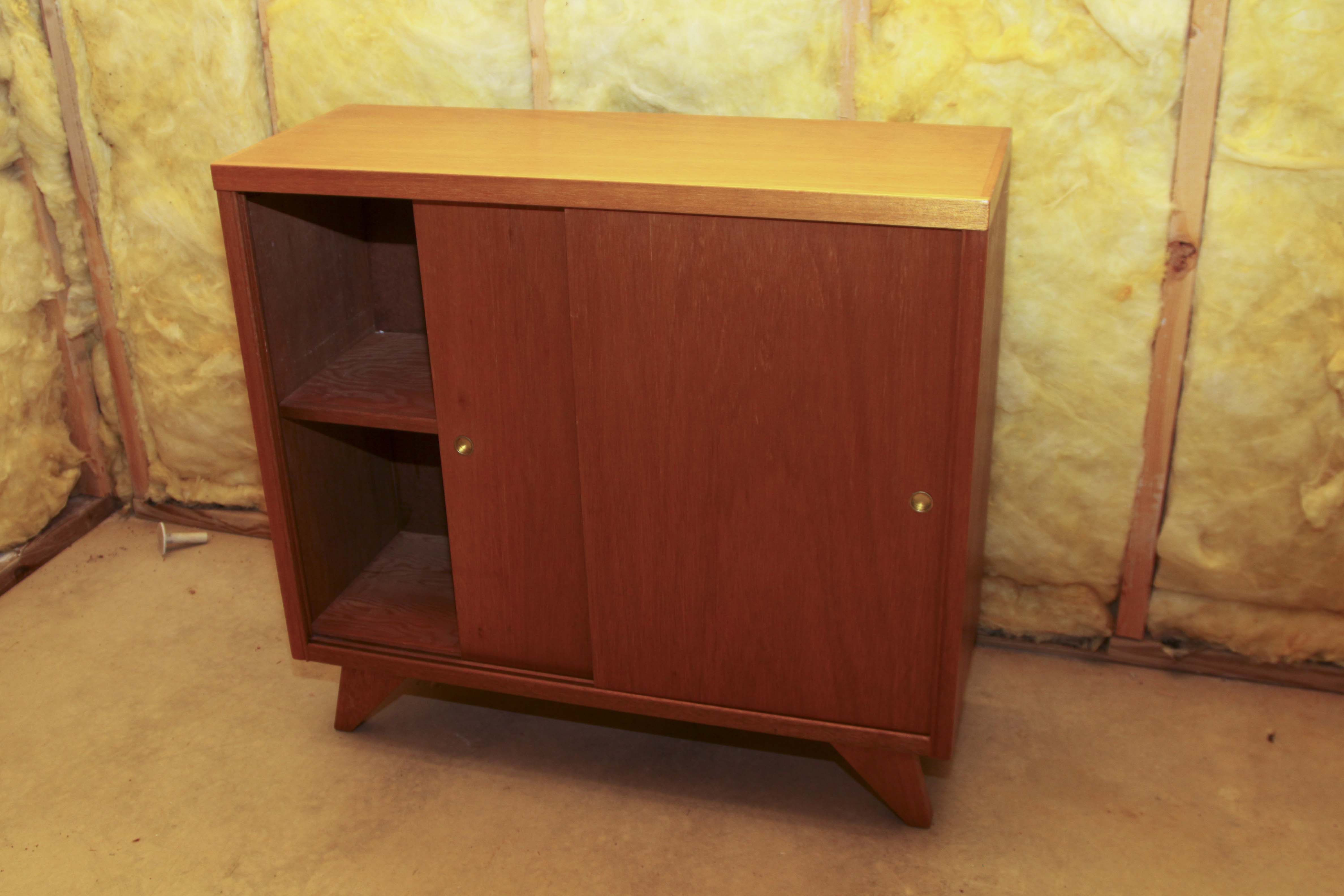 Mid Century Modern Cabinet With Sliding Door Front