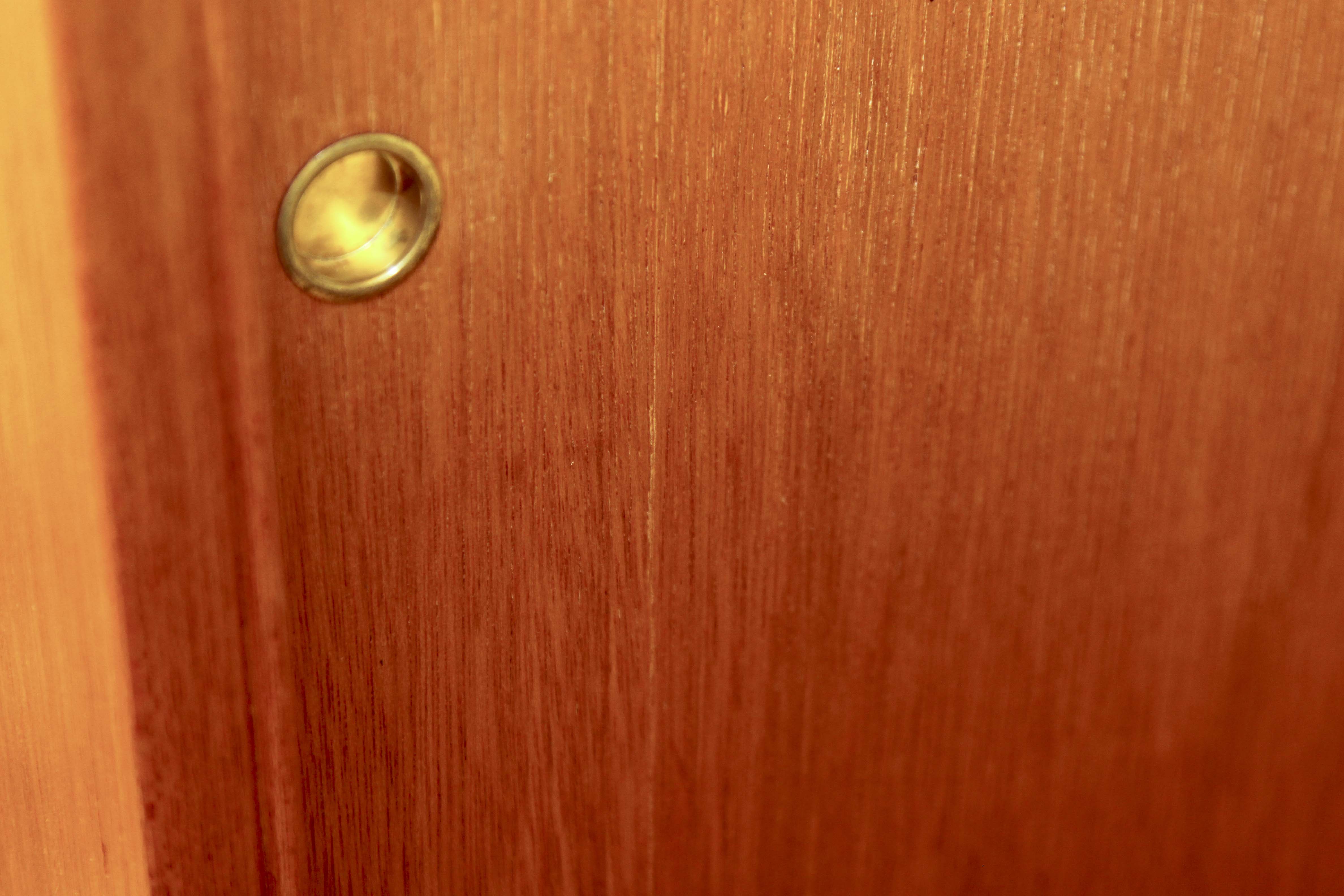 Mid Century Modern Cabinet With Sliding Door Front