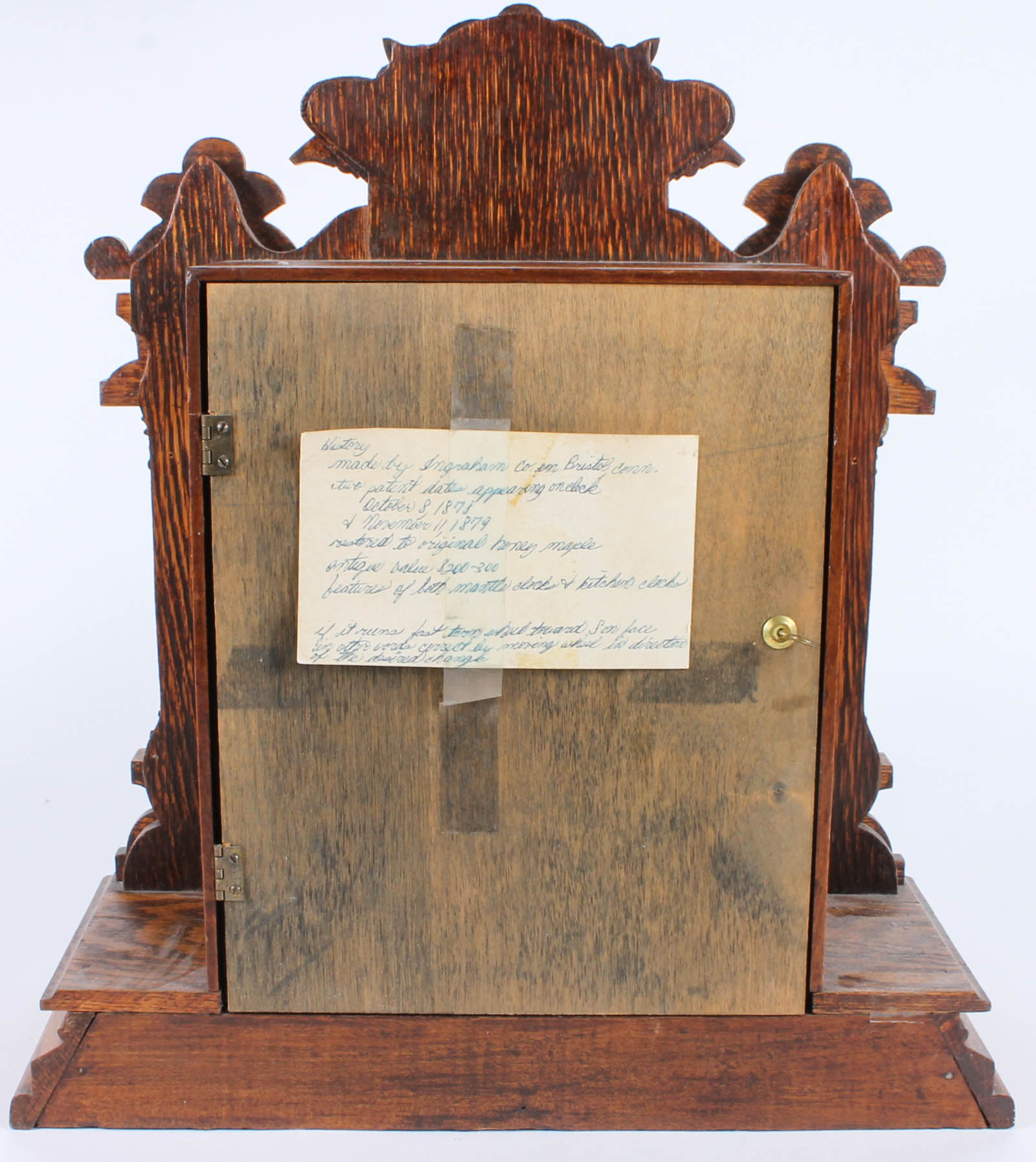 Antique E. Ingraham Tiger Oak Mantel Clock