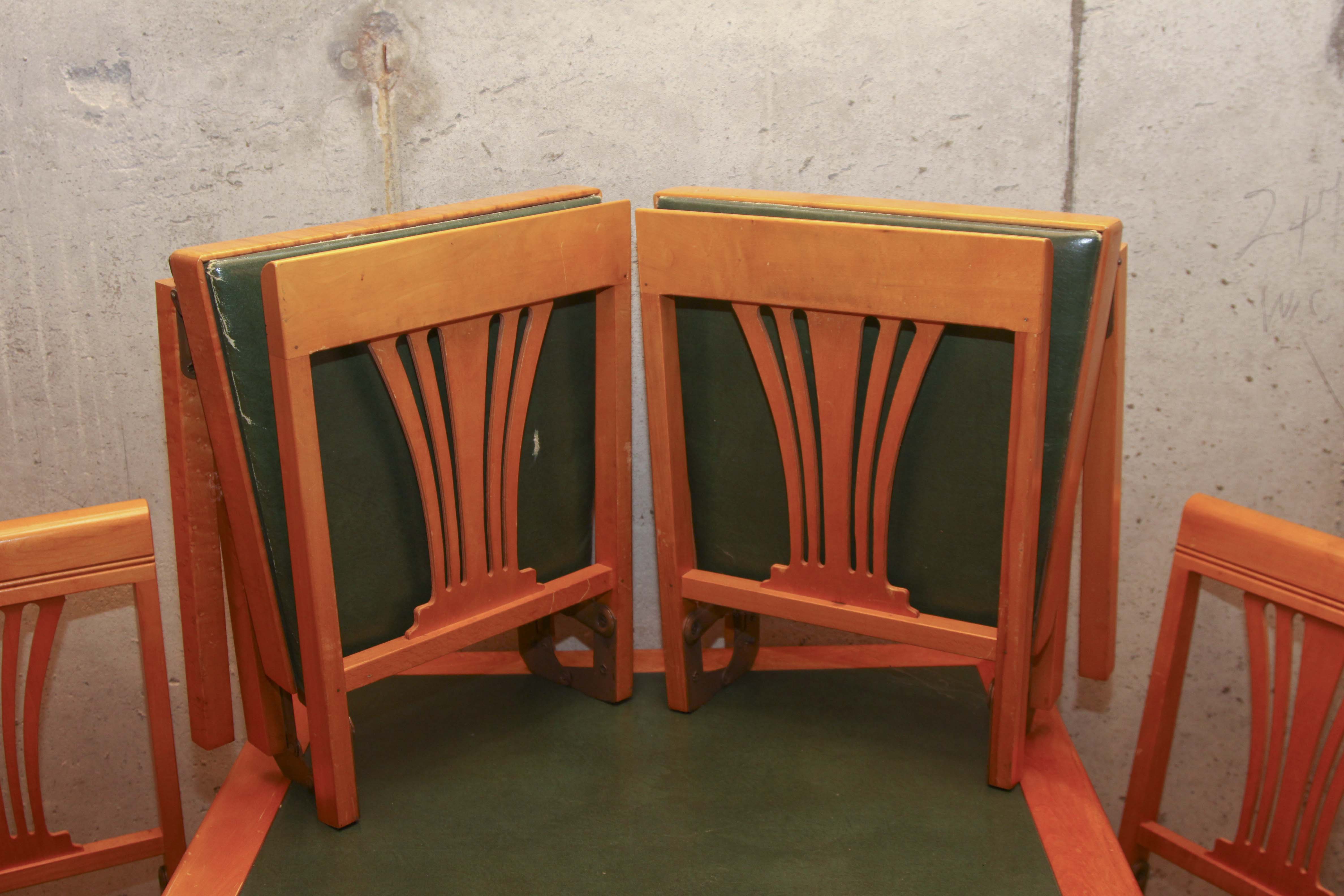 Mid-Century Folding Table With Set of Four Matching Chairs