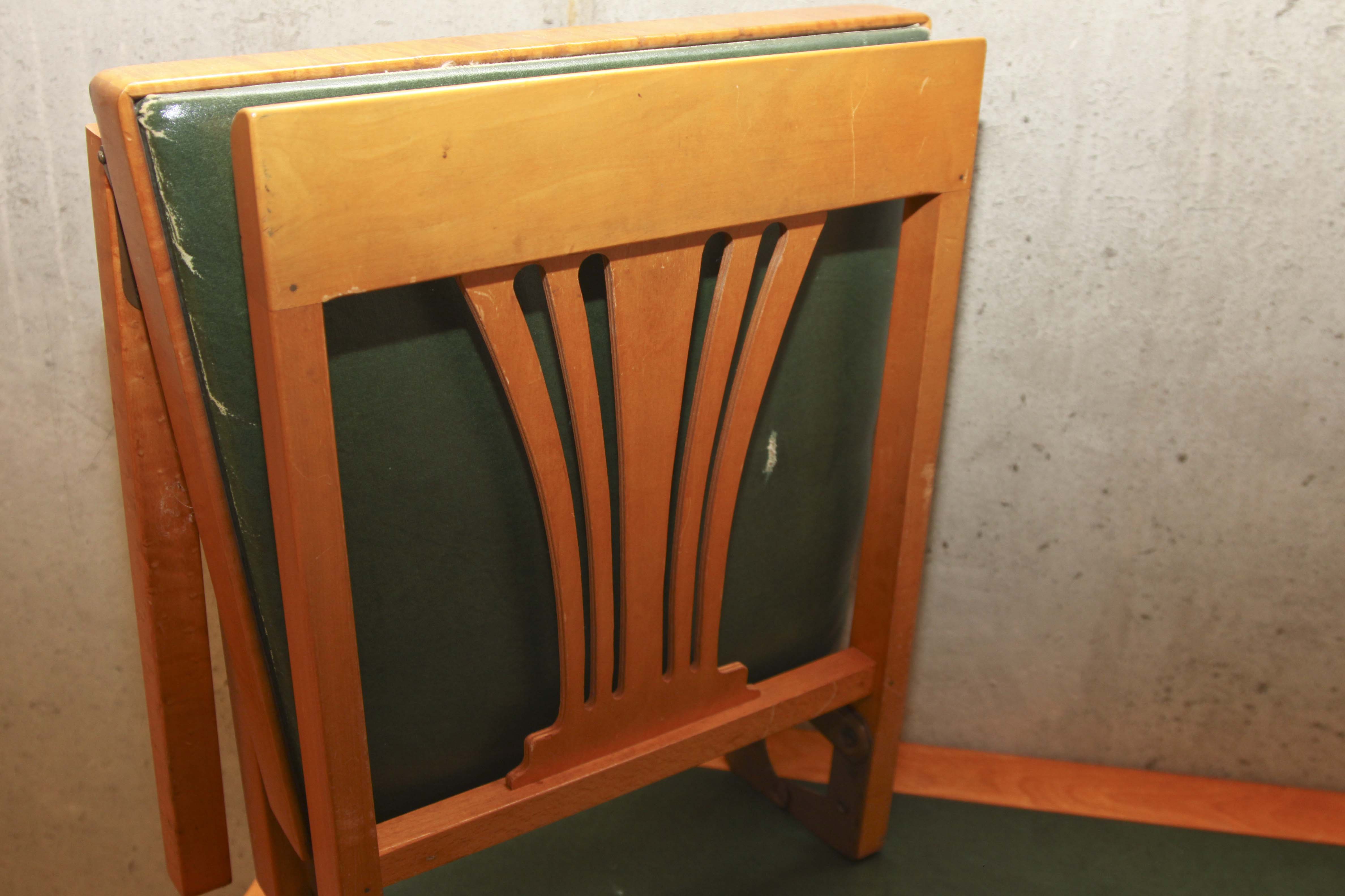 Mid-Century Folding Table With Set of Four Matching Chairs