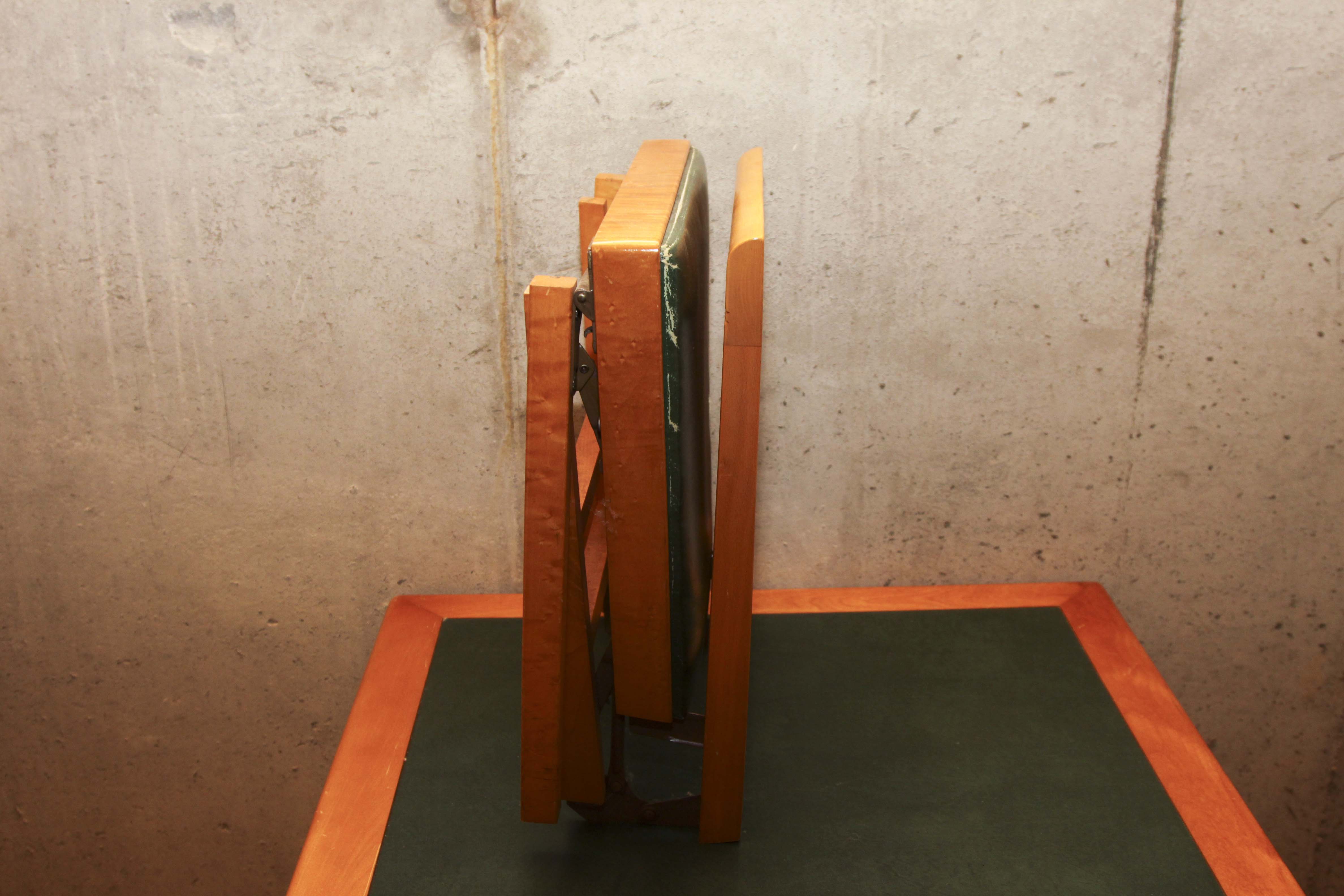 Mid-Century Folding Table With Set of Four Matching Chairs