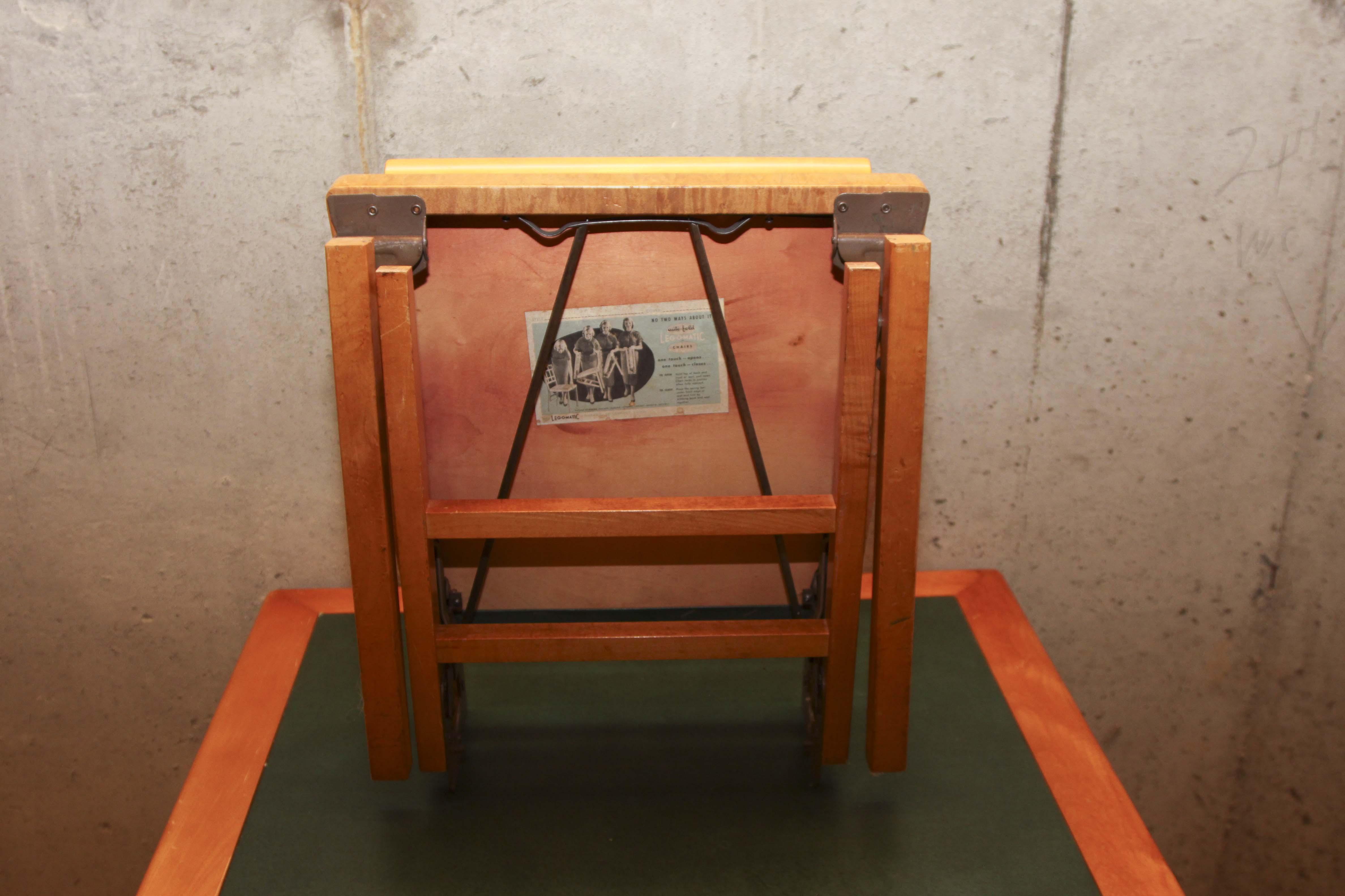 Mid-Century Folding Table With Set of Four Matching Chairs