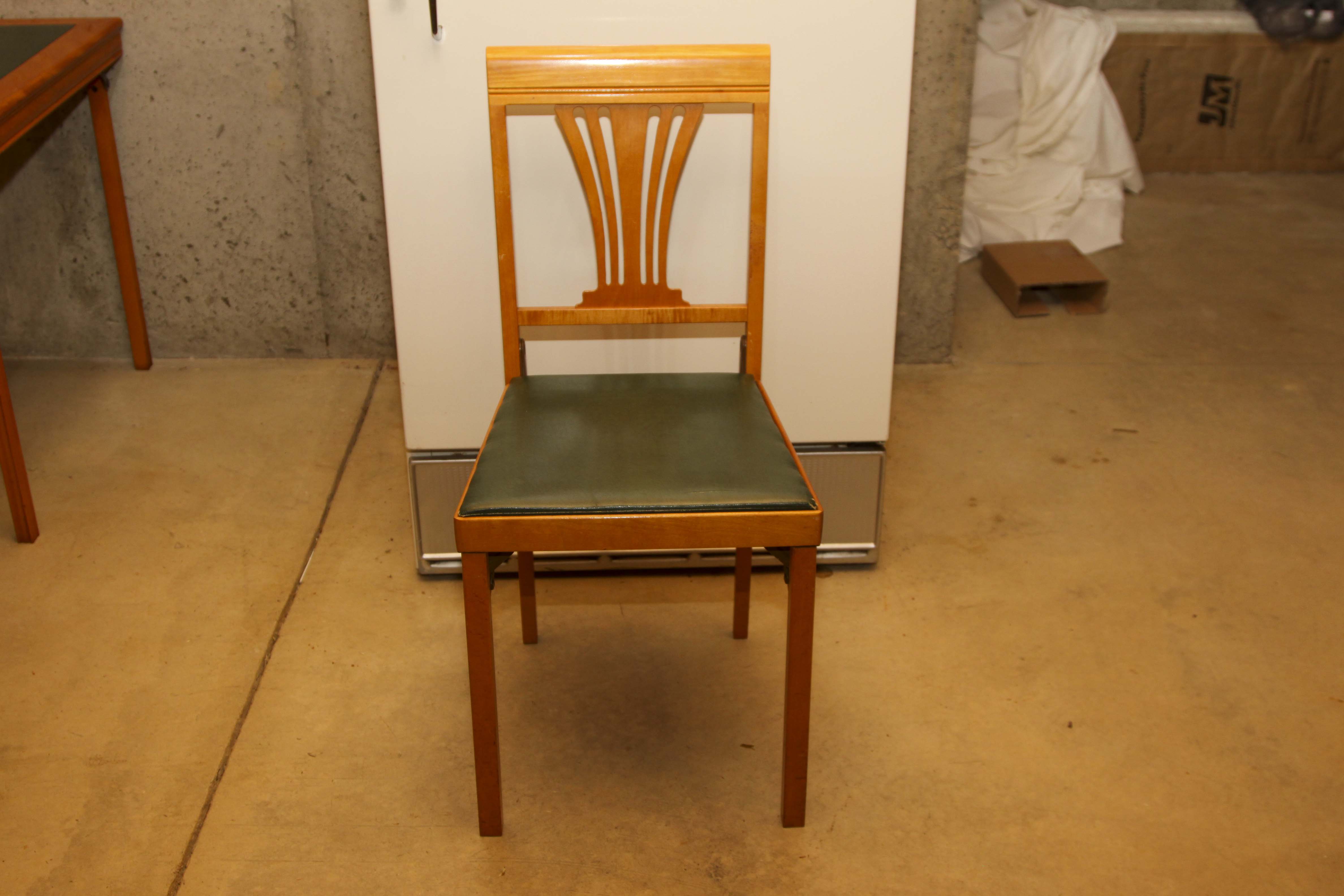 Mid-Century Folding Table With Set of Four Matching Chairs