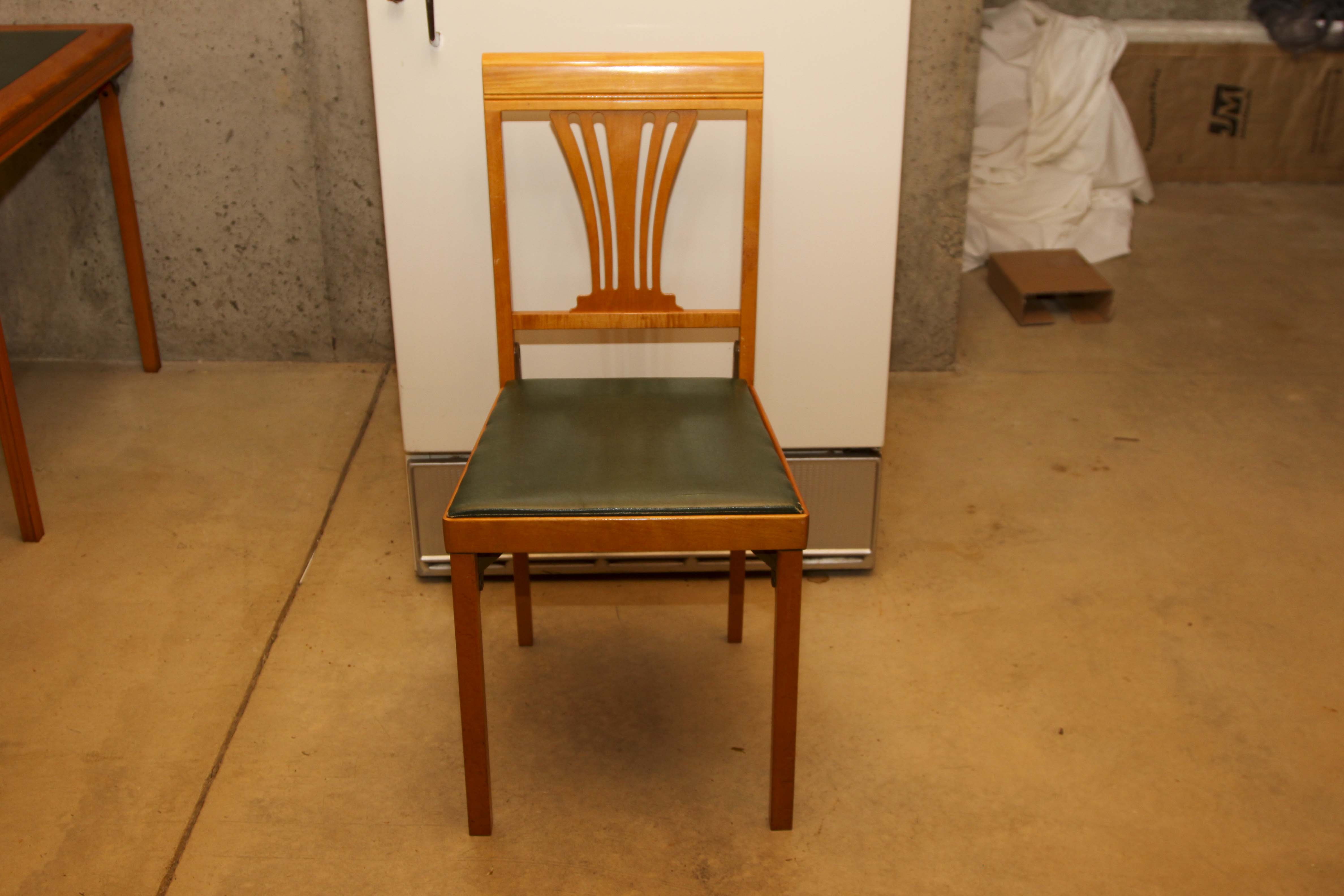 Mid-Century Folding Table With Set of Four Matching Chairs