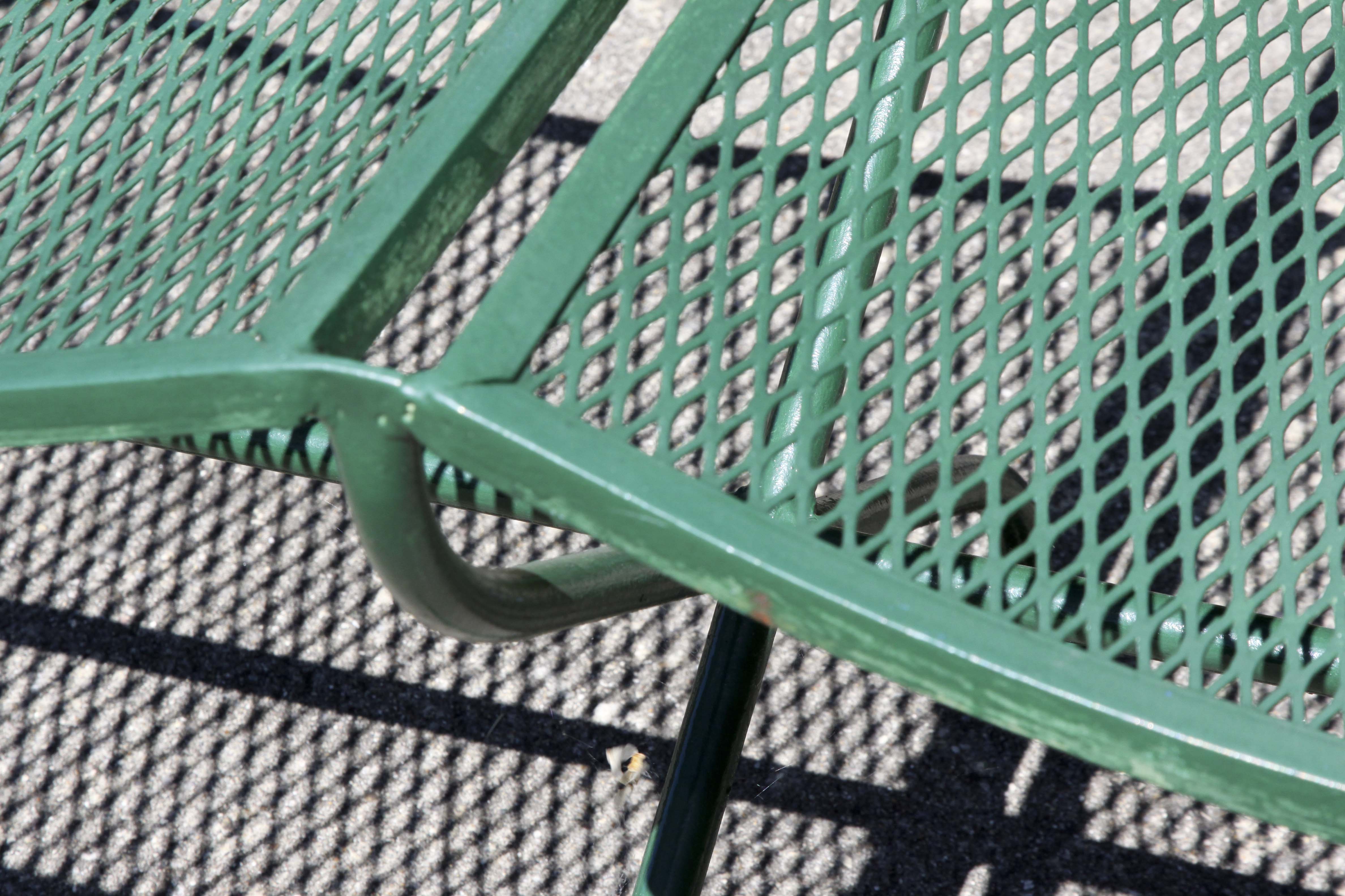 Wrought Iron Bench, Coffee Table and Two Chairs