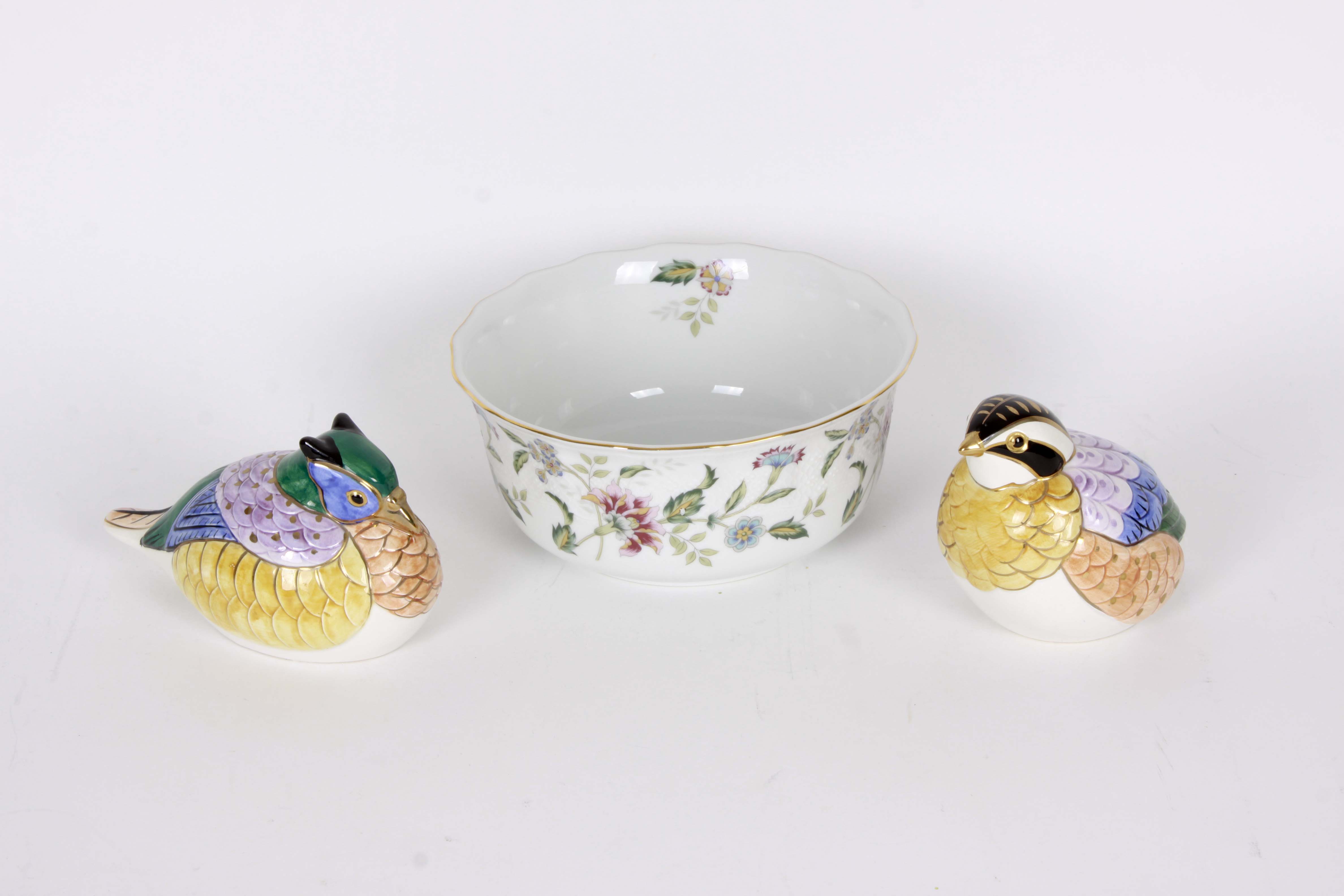 Andrea by Sadek Floral Bowl and Bird Figurines