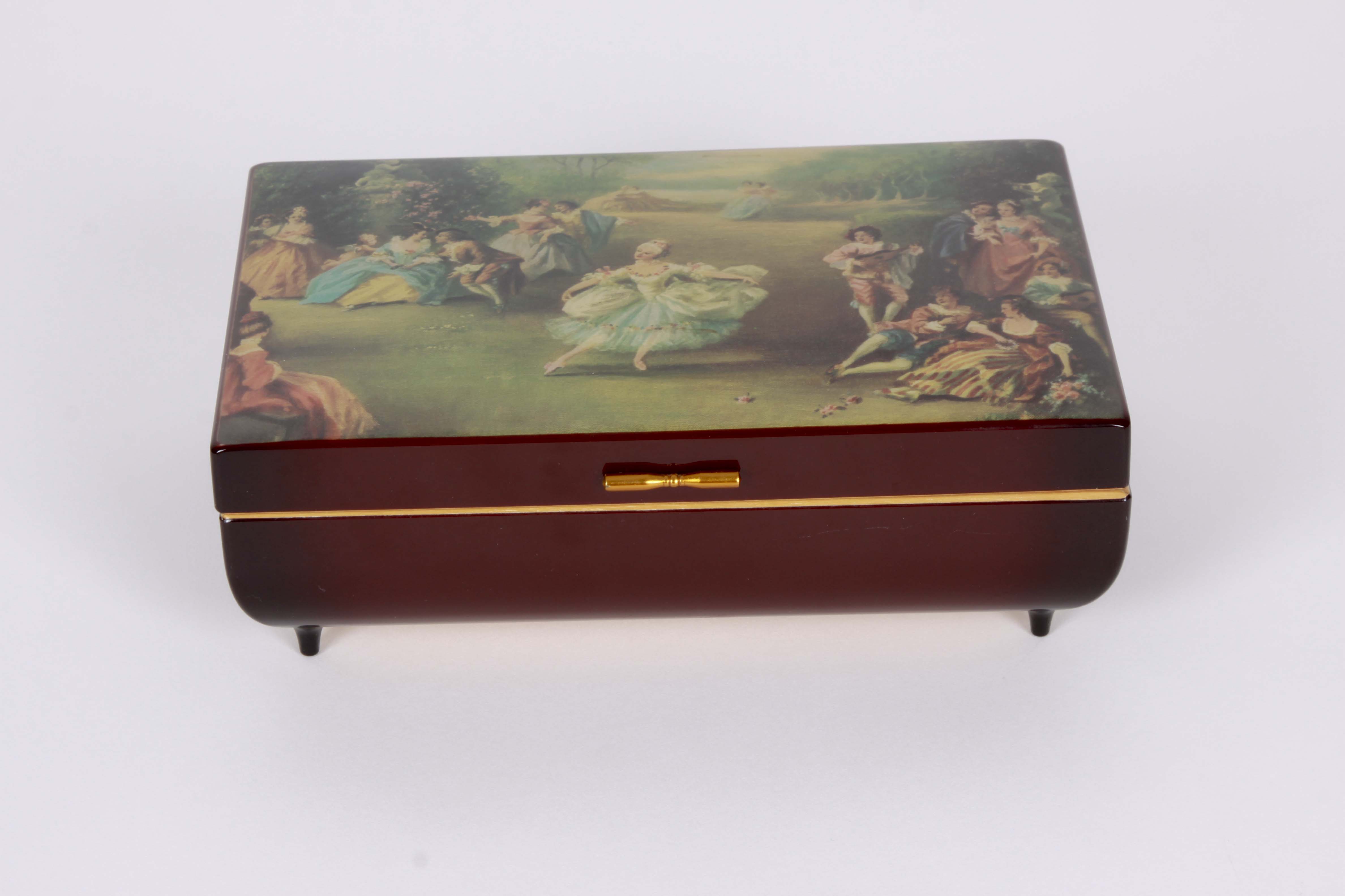 Assortment of Decorative Lidded Boxes Including a Deichert Music Box