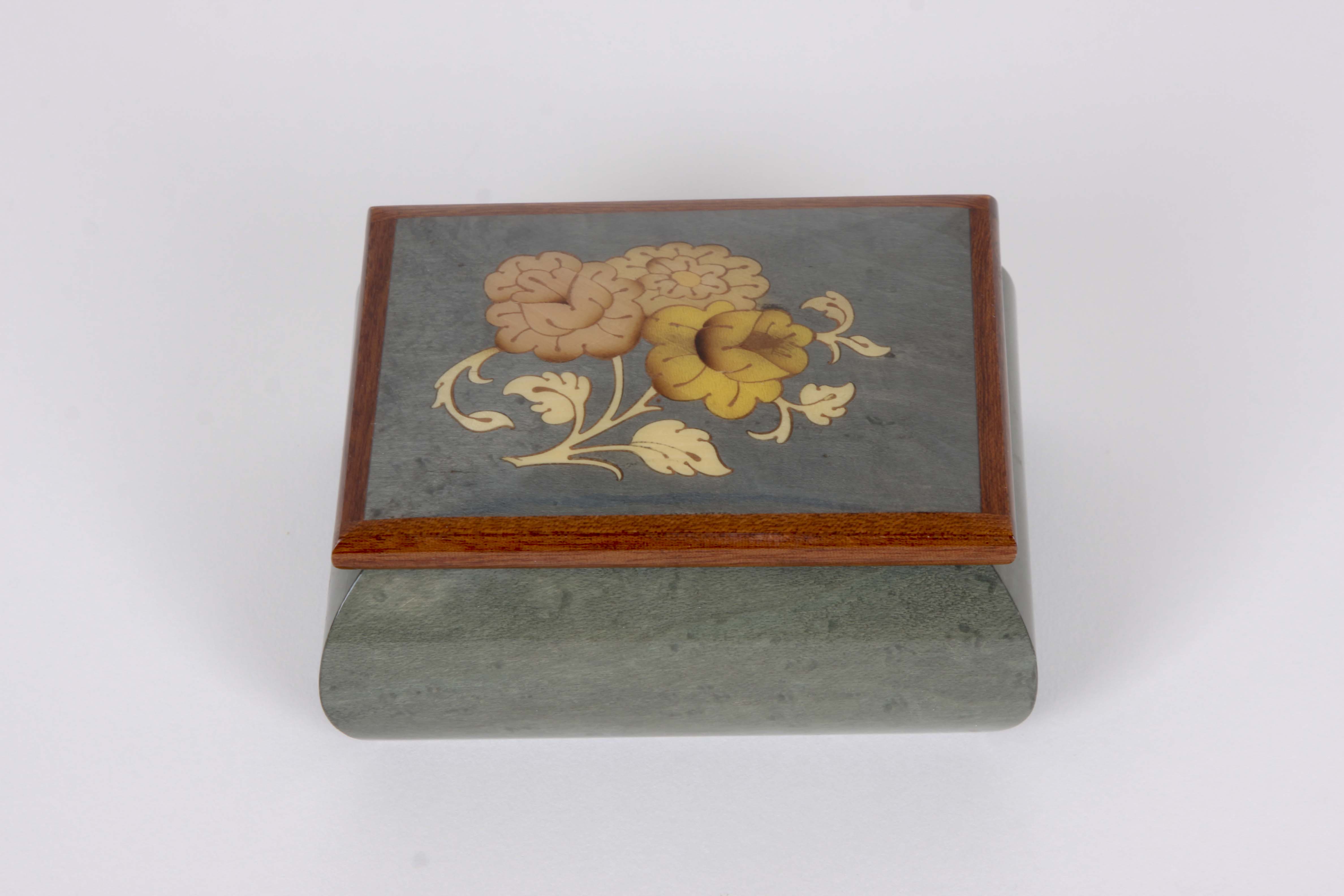 Assortment of Decorative Lidded Boxes Including a Deichert Music Box