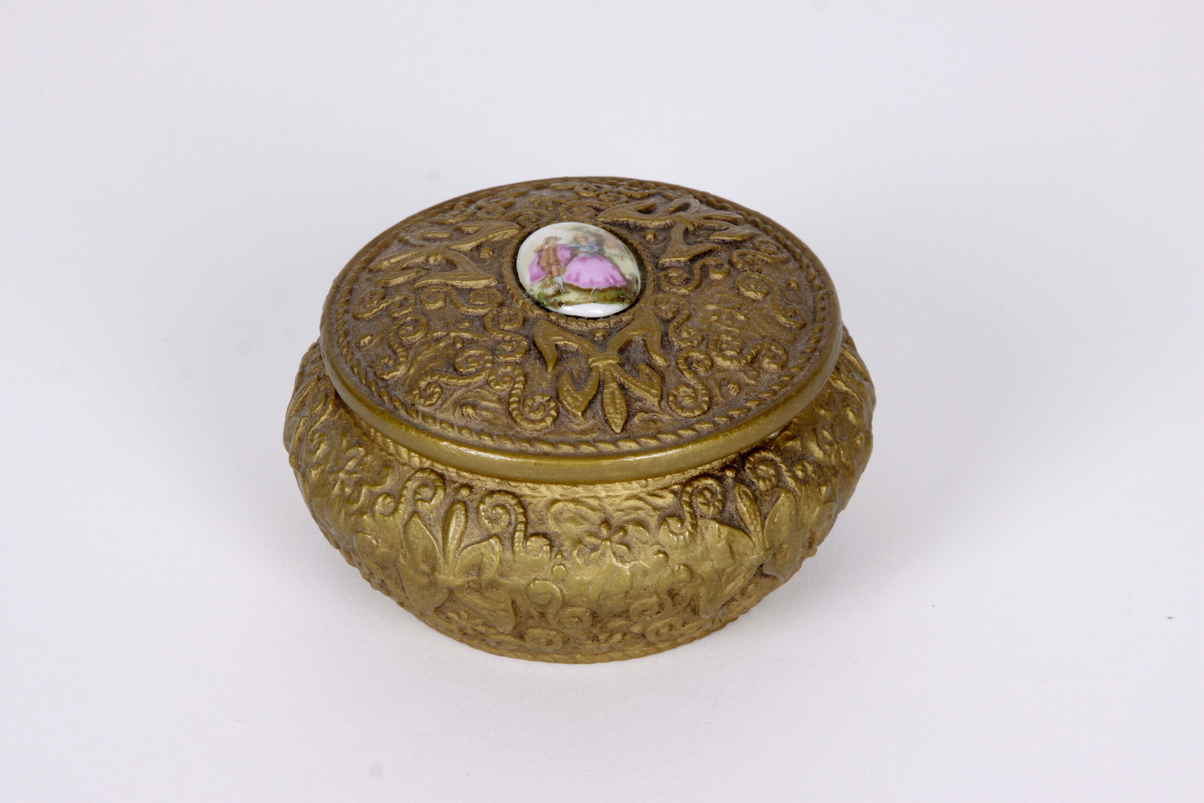 Assortment of Decorative Lidded Boxes Including a Deichert Music Box