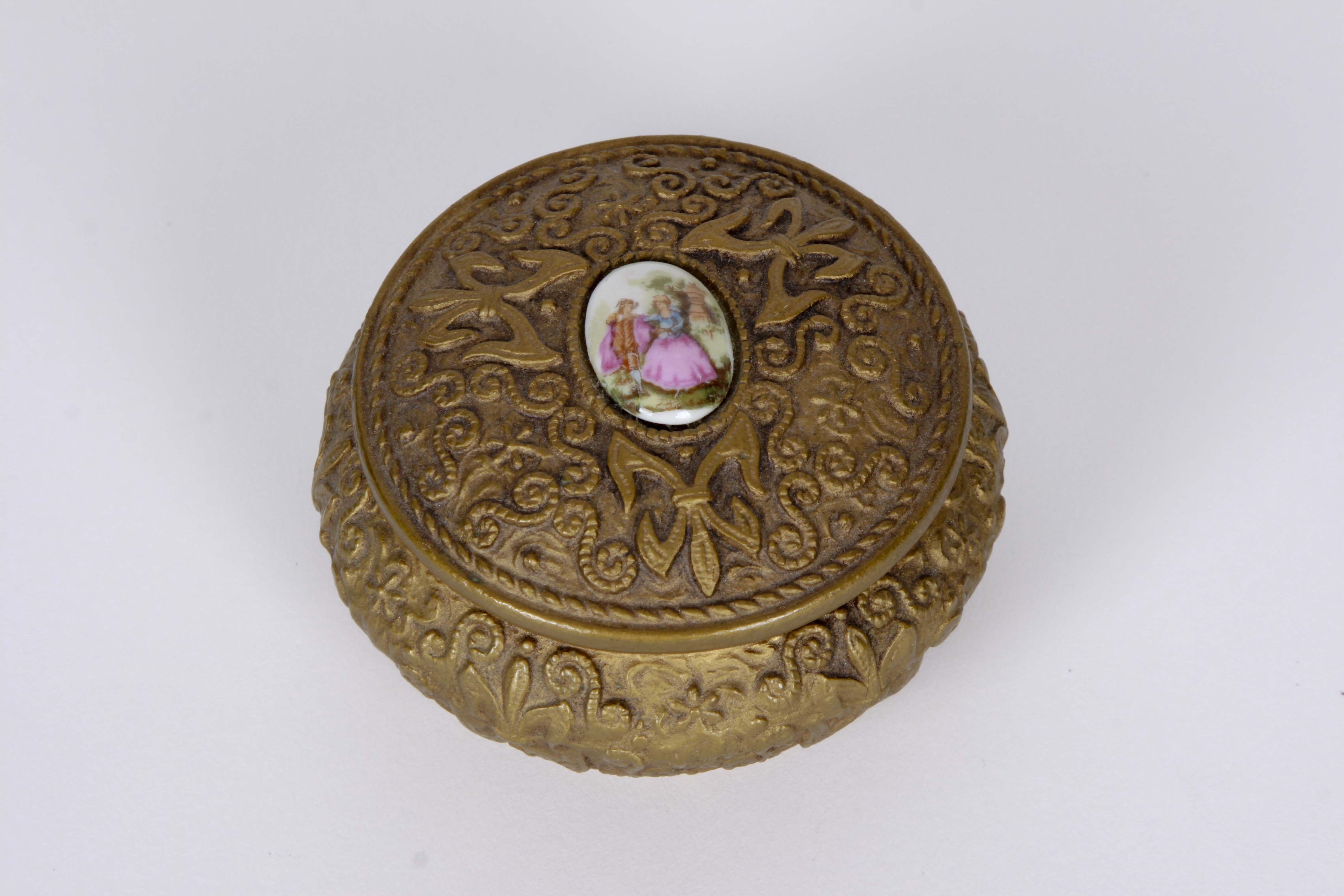 Assortment of Decorative Lidded Boxes Including a Deichert Music Box