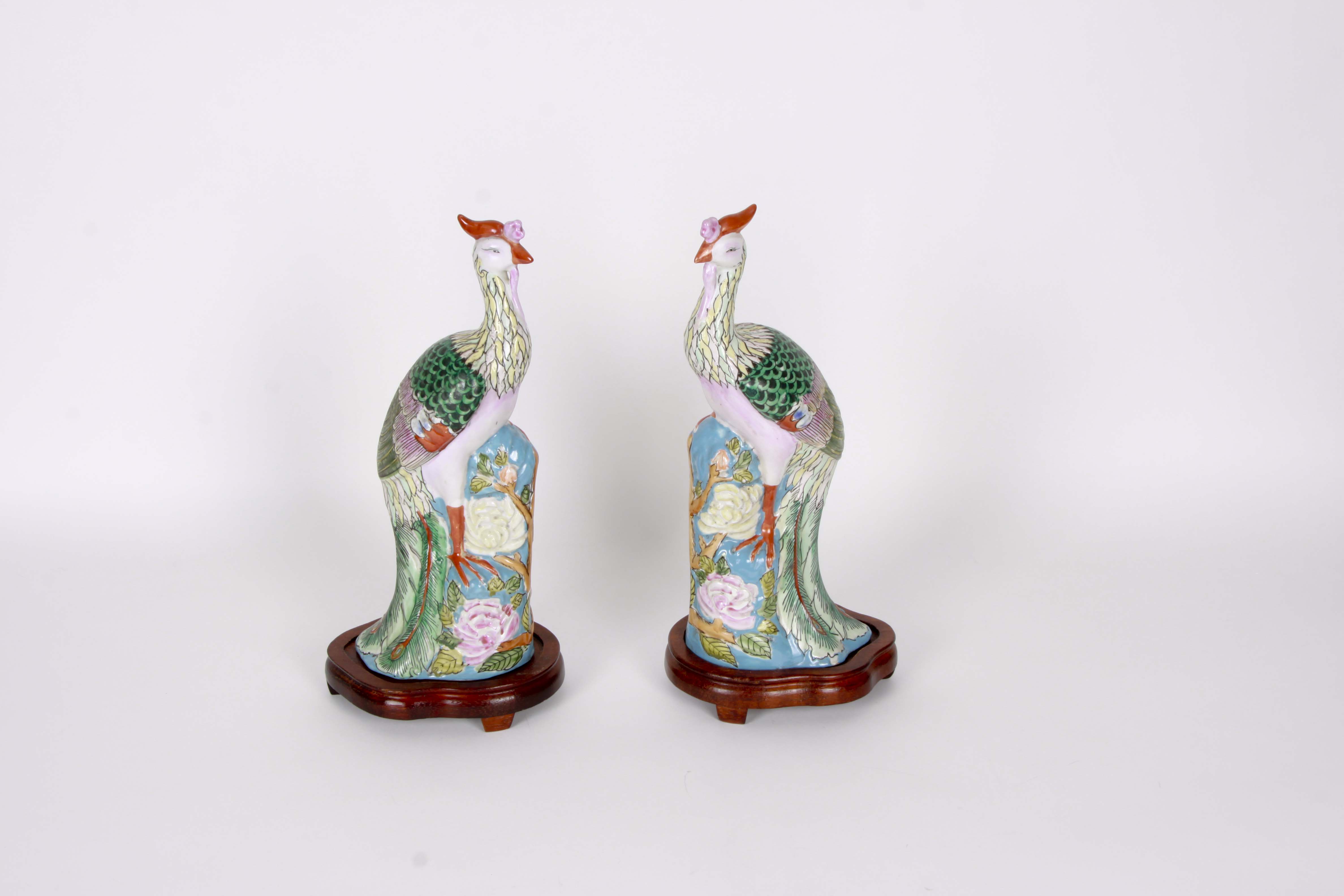 Pair of Chinese Ceramic Peacock Figurines