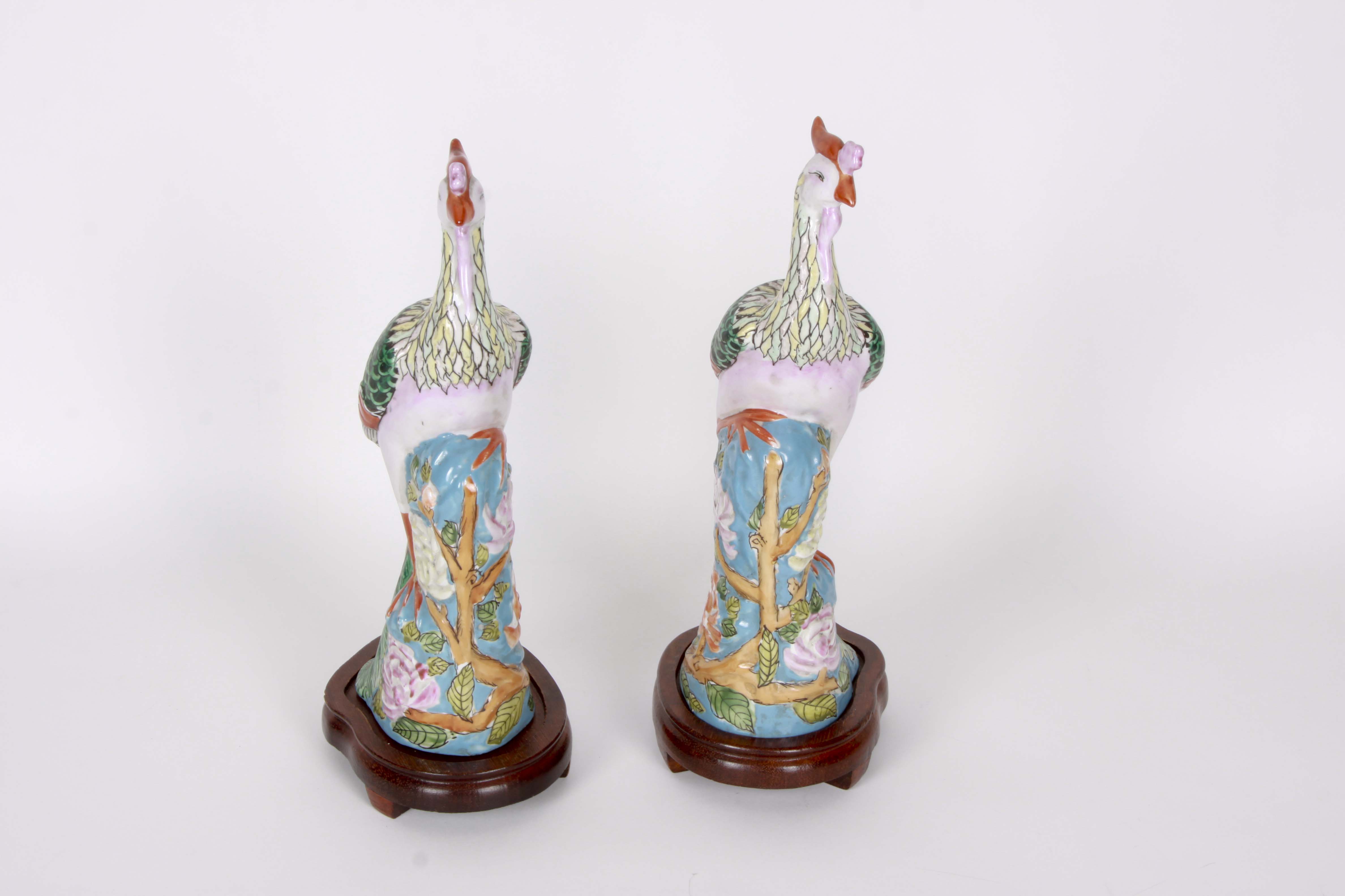 Pair of Chinese Ceramic Peacock Figurines