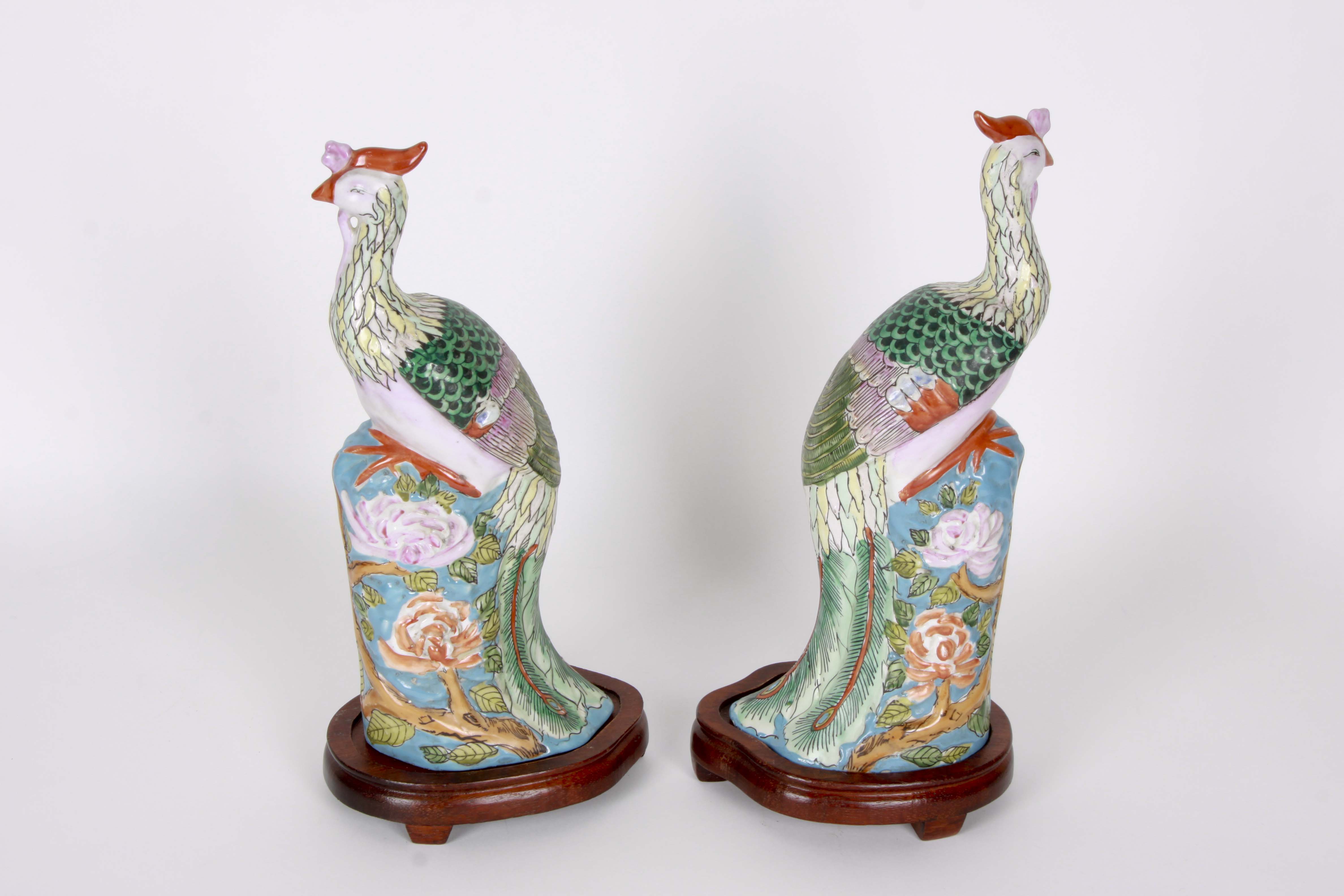Pair of Chinese Ceramic Peacock Figurines