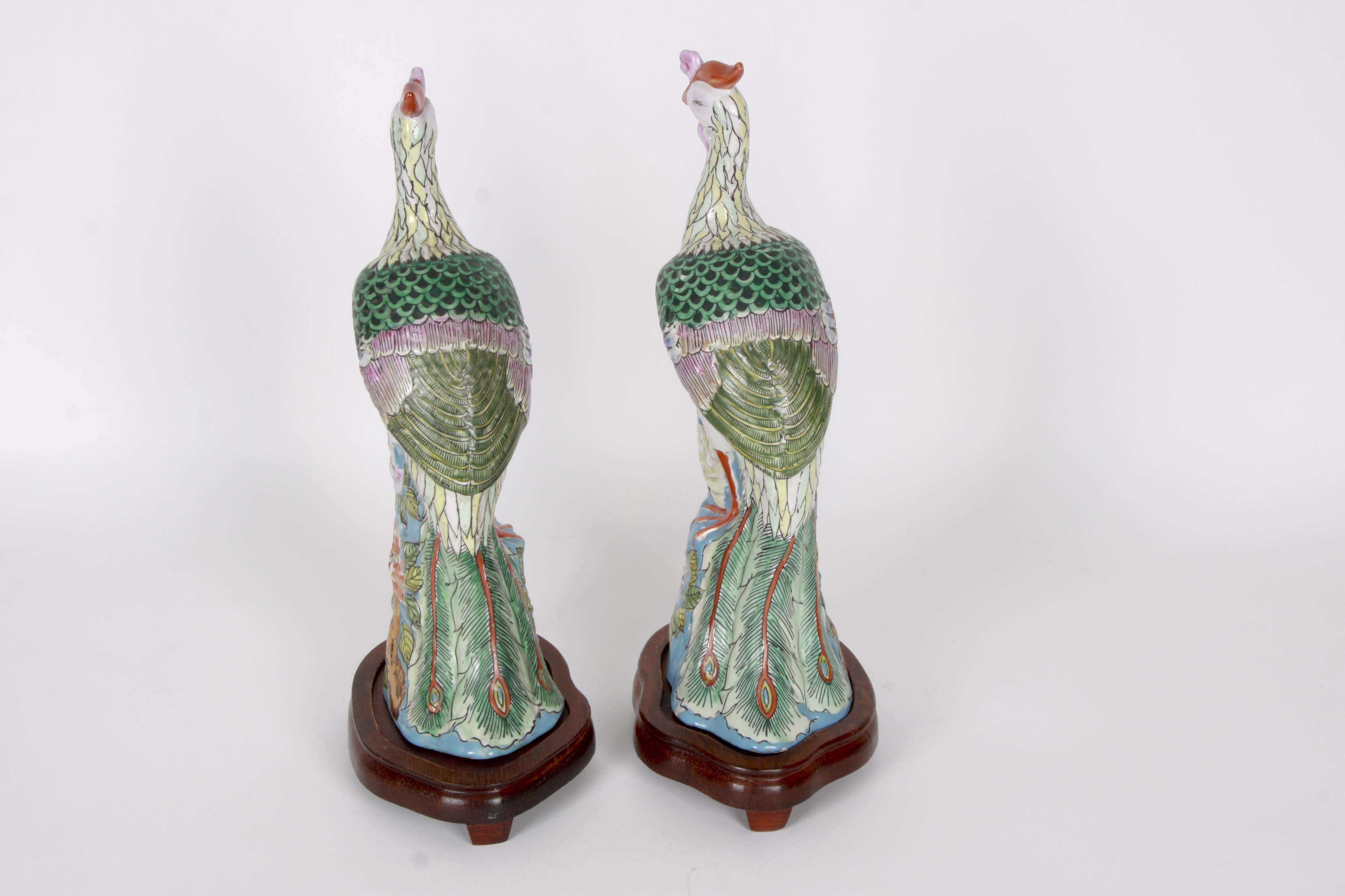 Pair of Chinese Ceramic Peacock Figurines