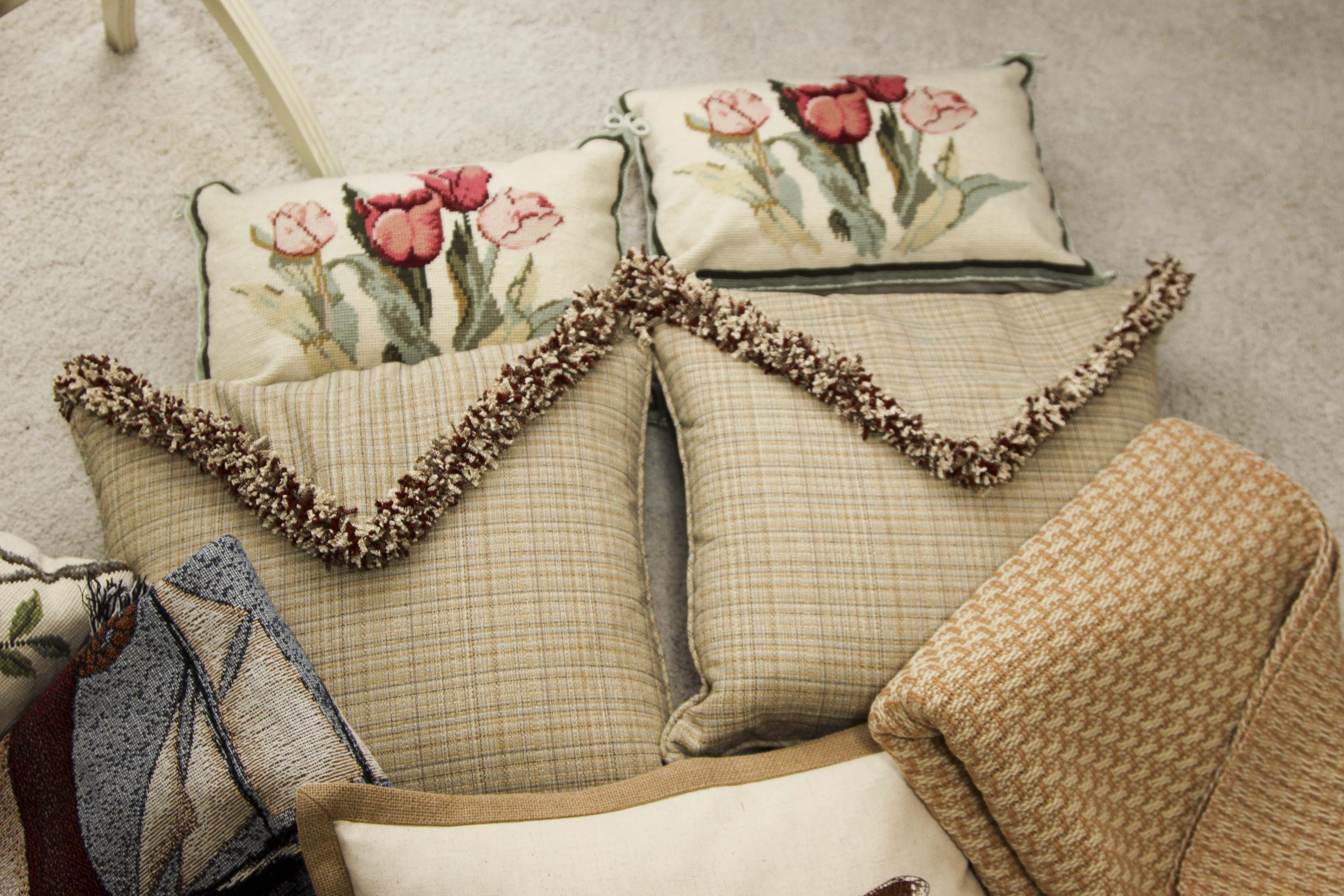 Assorted Throw Pillows, Pendleton Blanket, and More