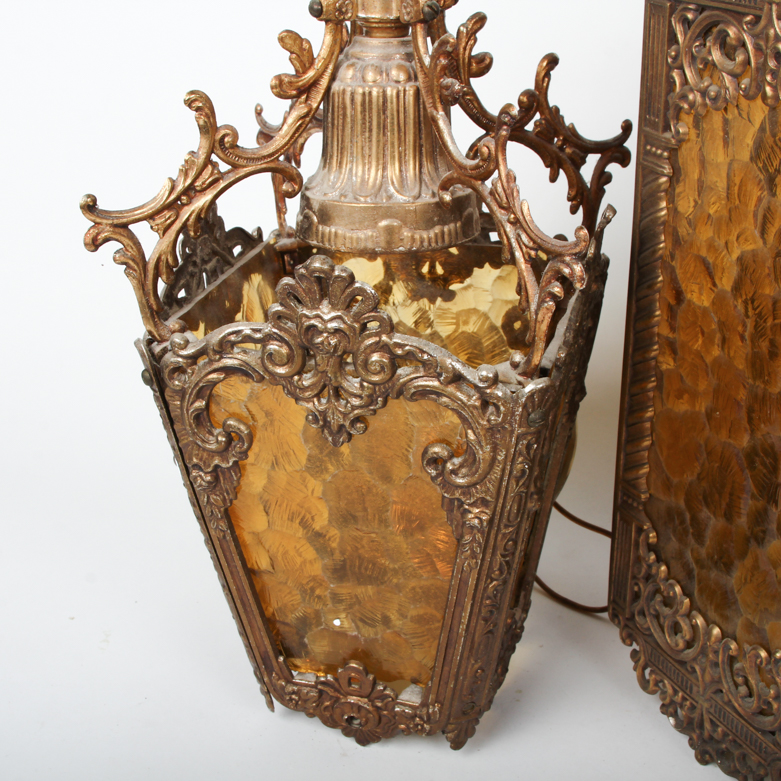 Three Vintage Hanging Light Fixtures