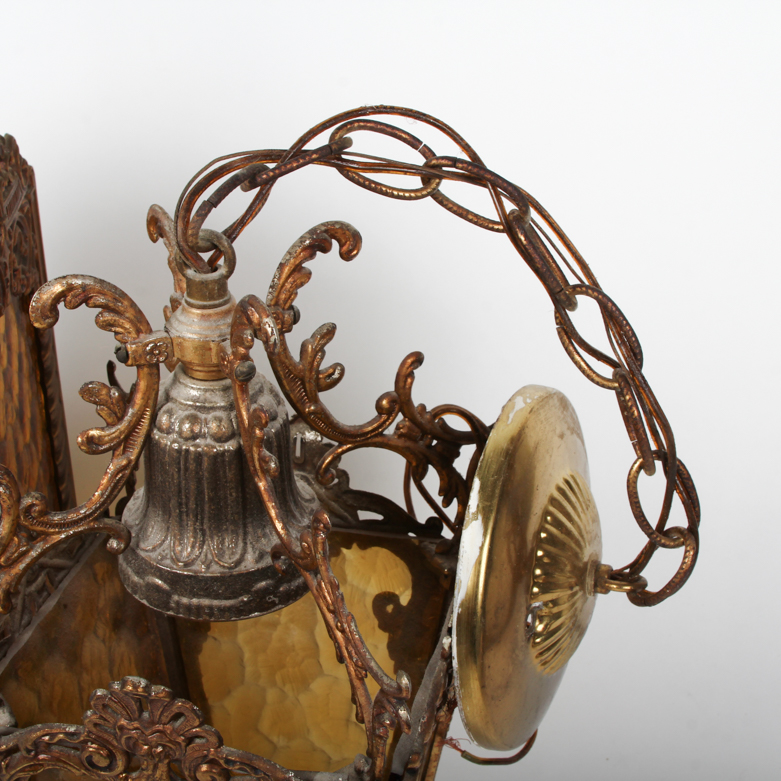 Three Vintage Hanging Light Fixtures