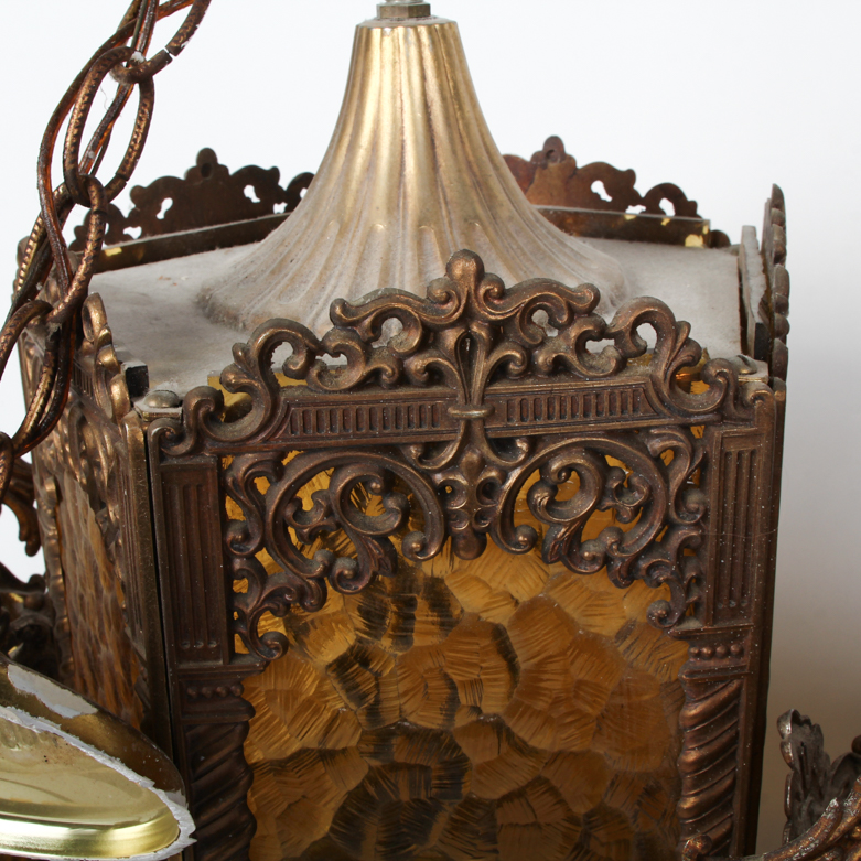 Three Vintage Hanging Light Fixtures