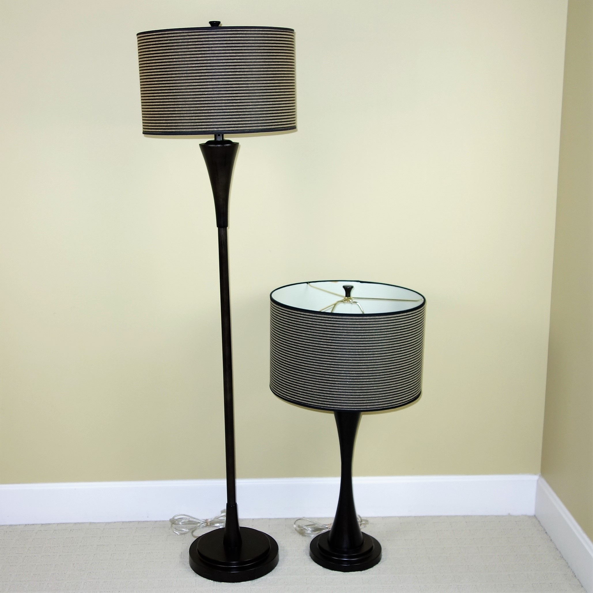 Matching Mid Century Modern Hourglass Floor and Table Lamps