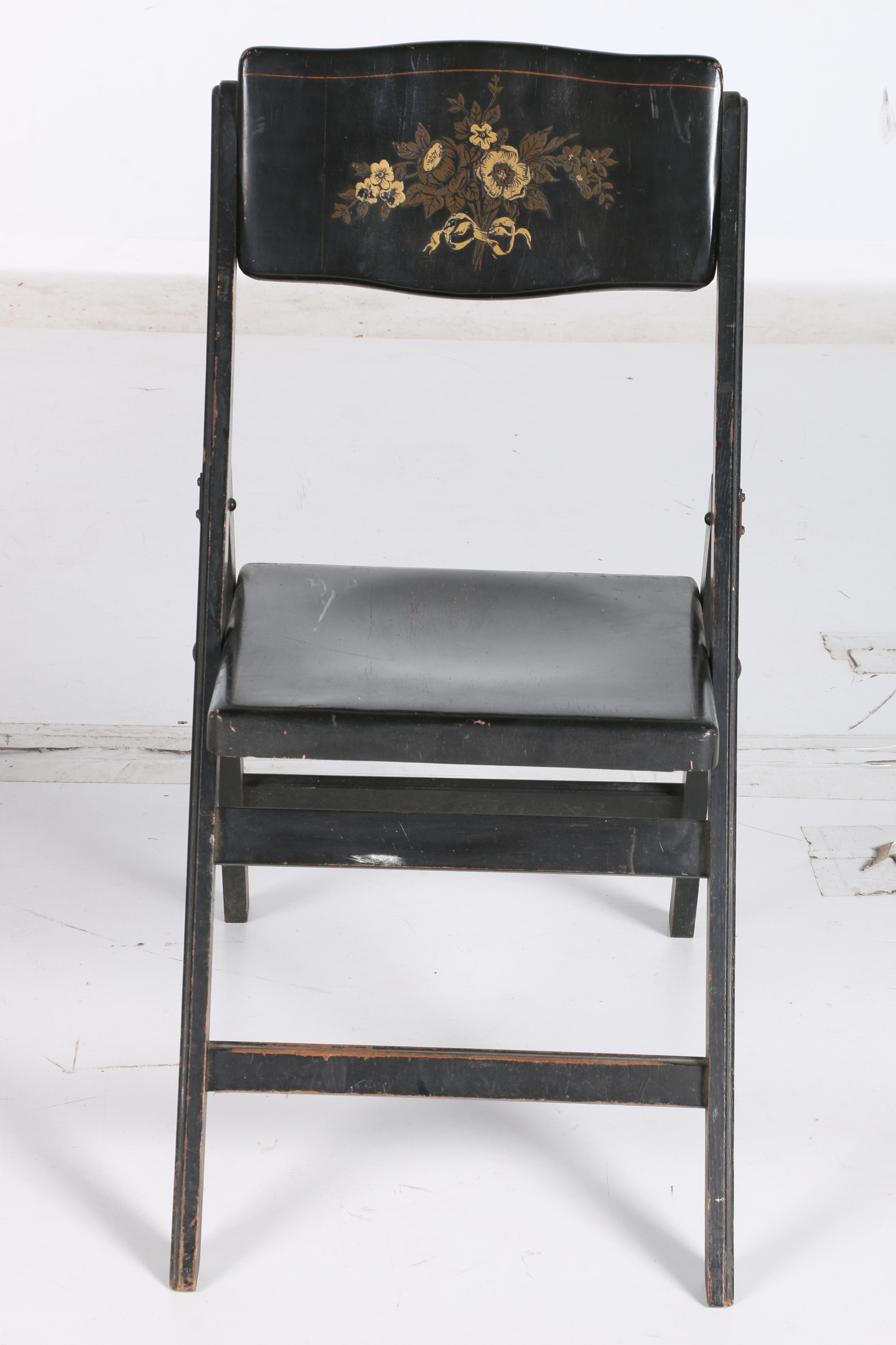 Vintage Floral-Decorated Folding Chairs