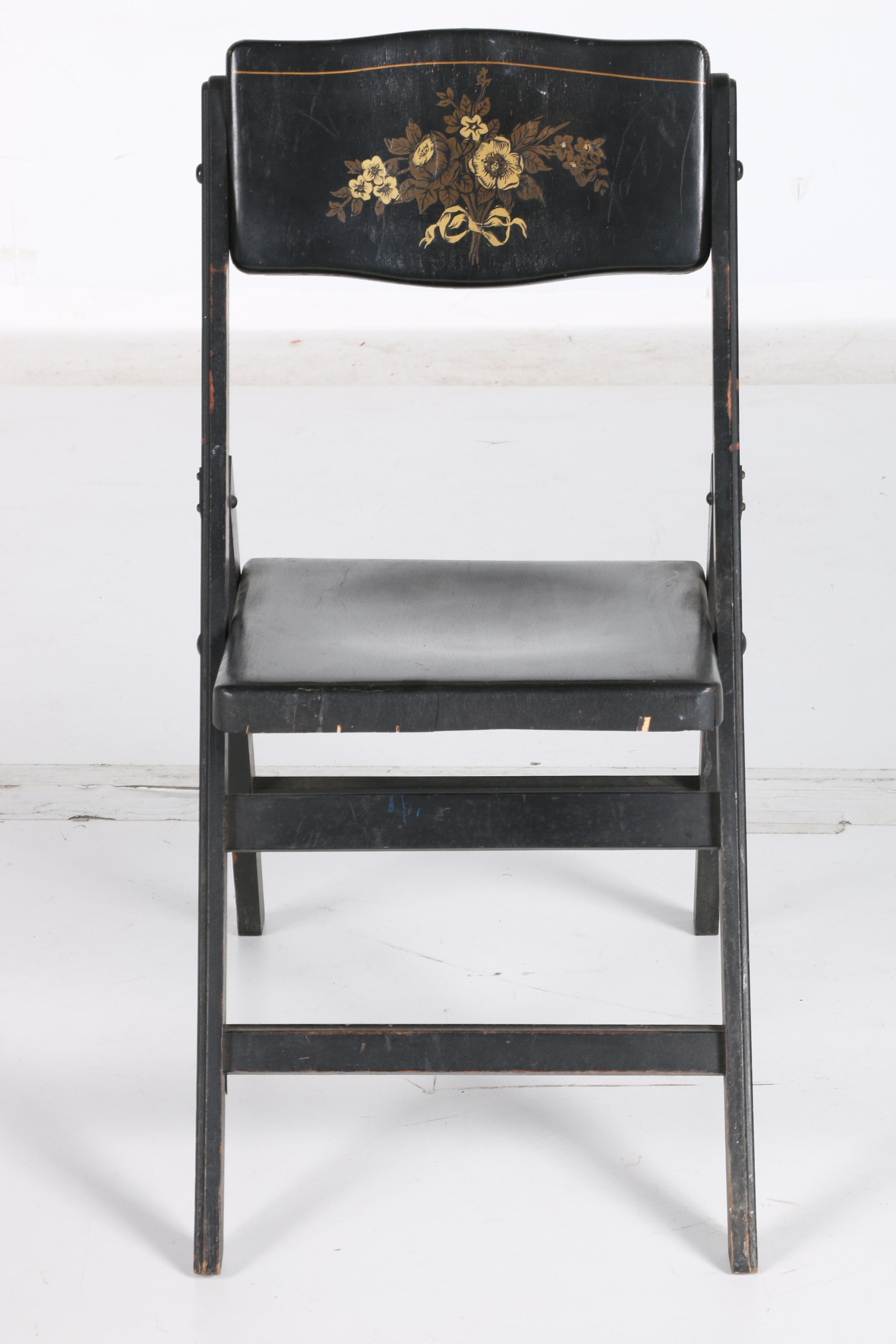 Vintage Floral-Decorated Folding Chairs