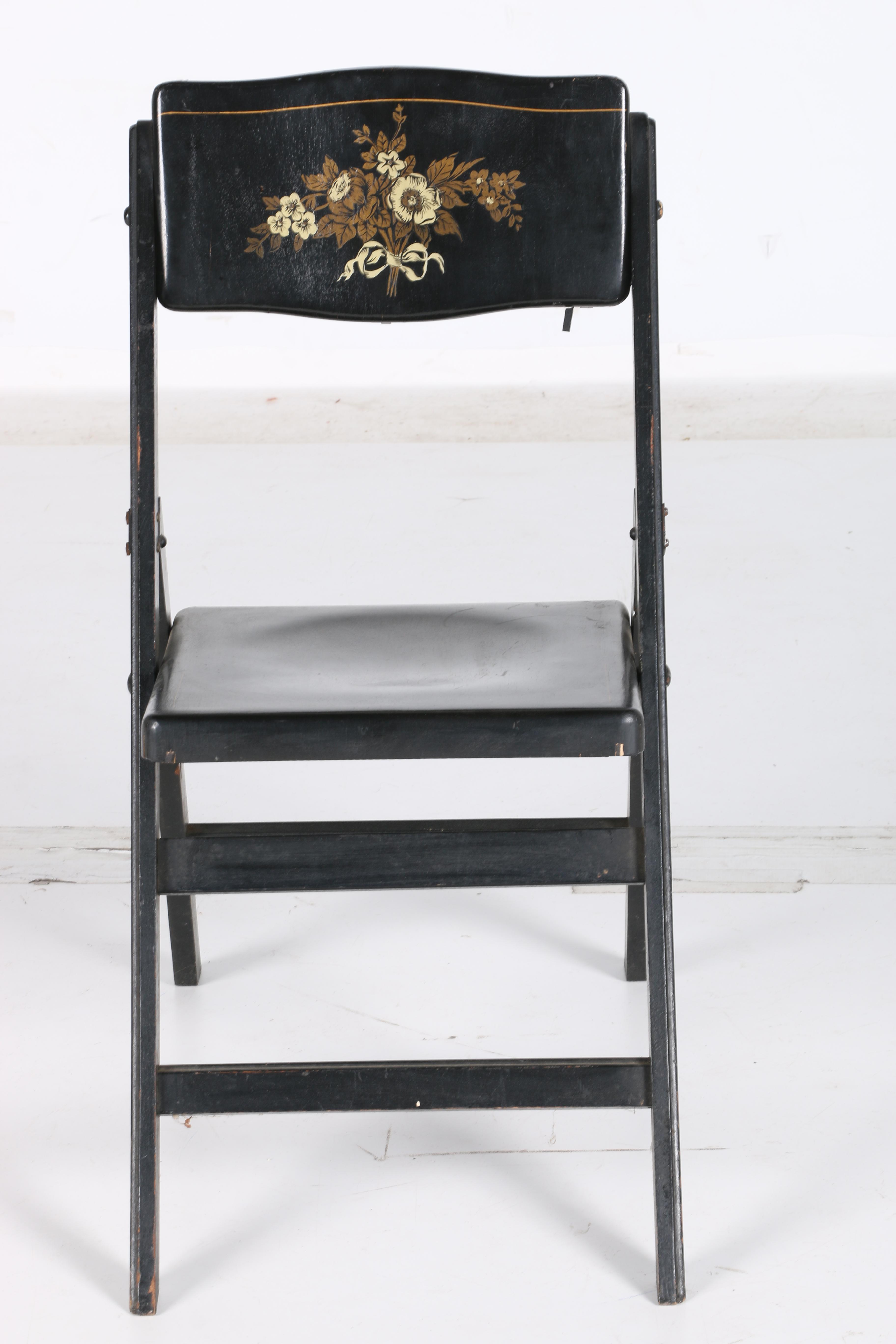 Vintage Floral-Decorated Folding Chairs