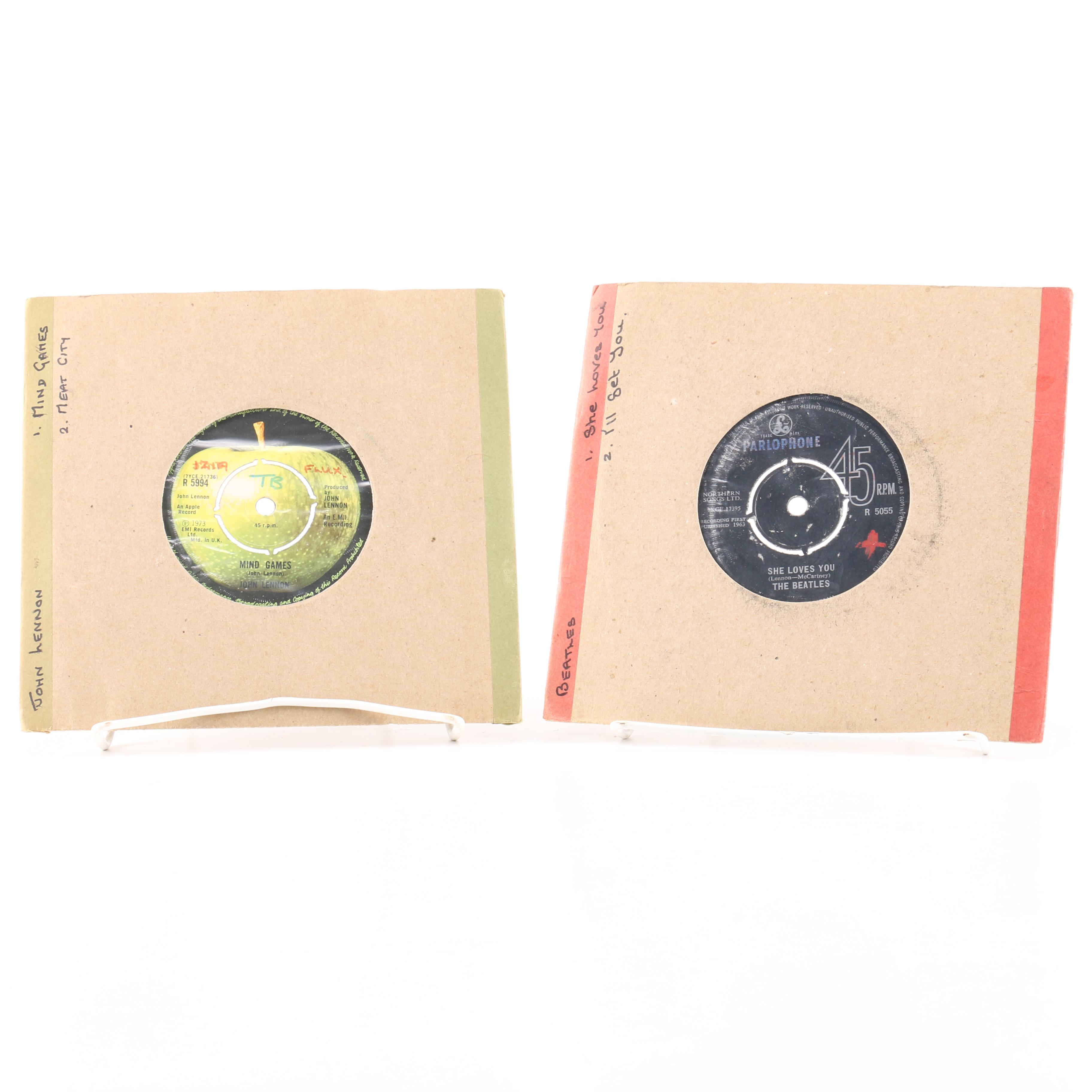 Beatles "She Loves You" on Parlophone and John Lennon Singles