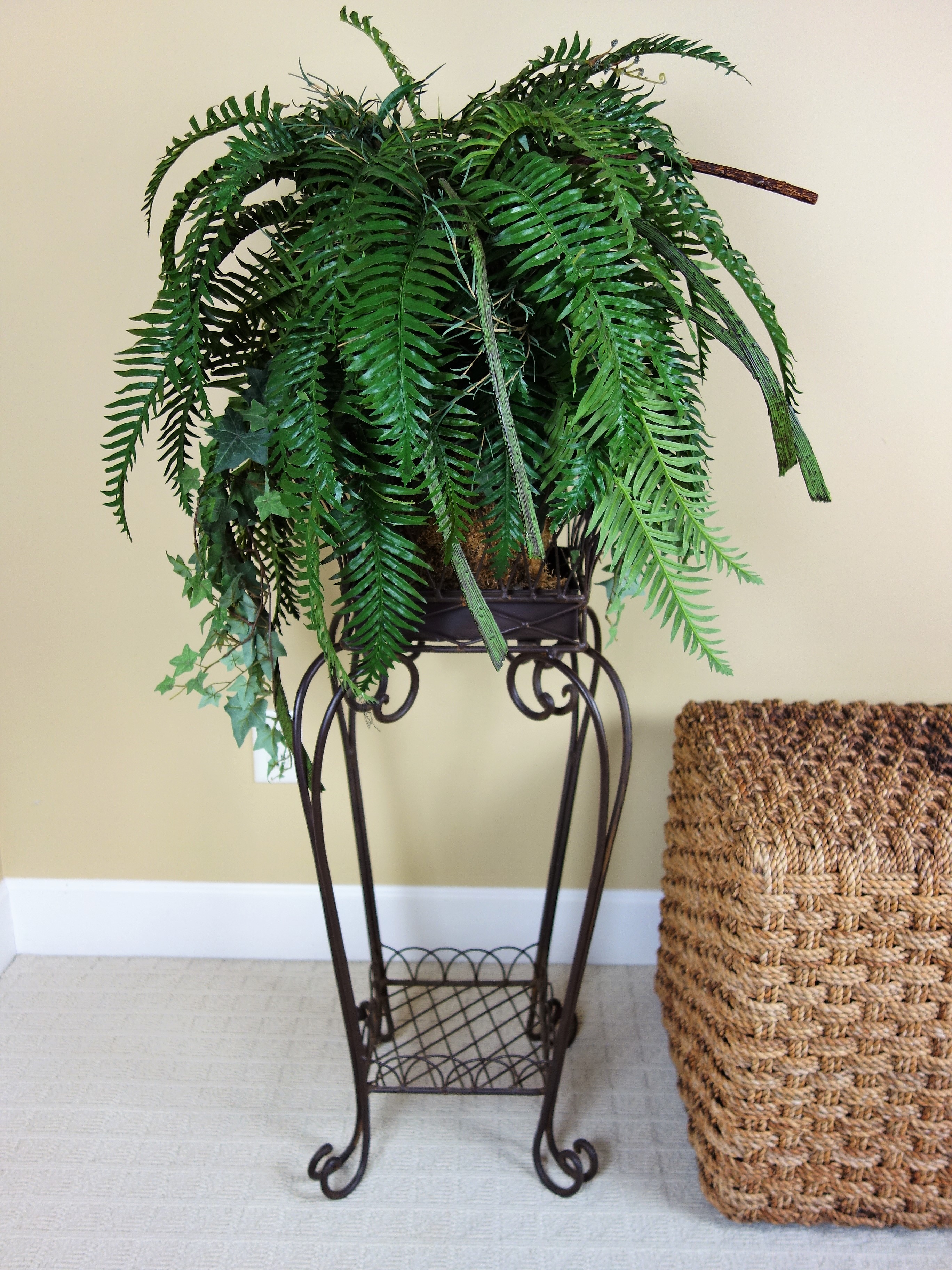 Schnadig Basket Weave Cube Table And Retus Ficus Plant