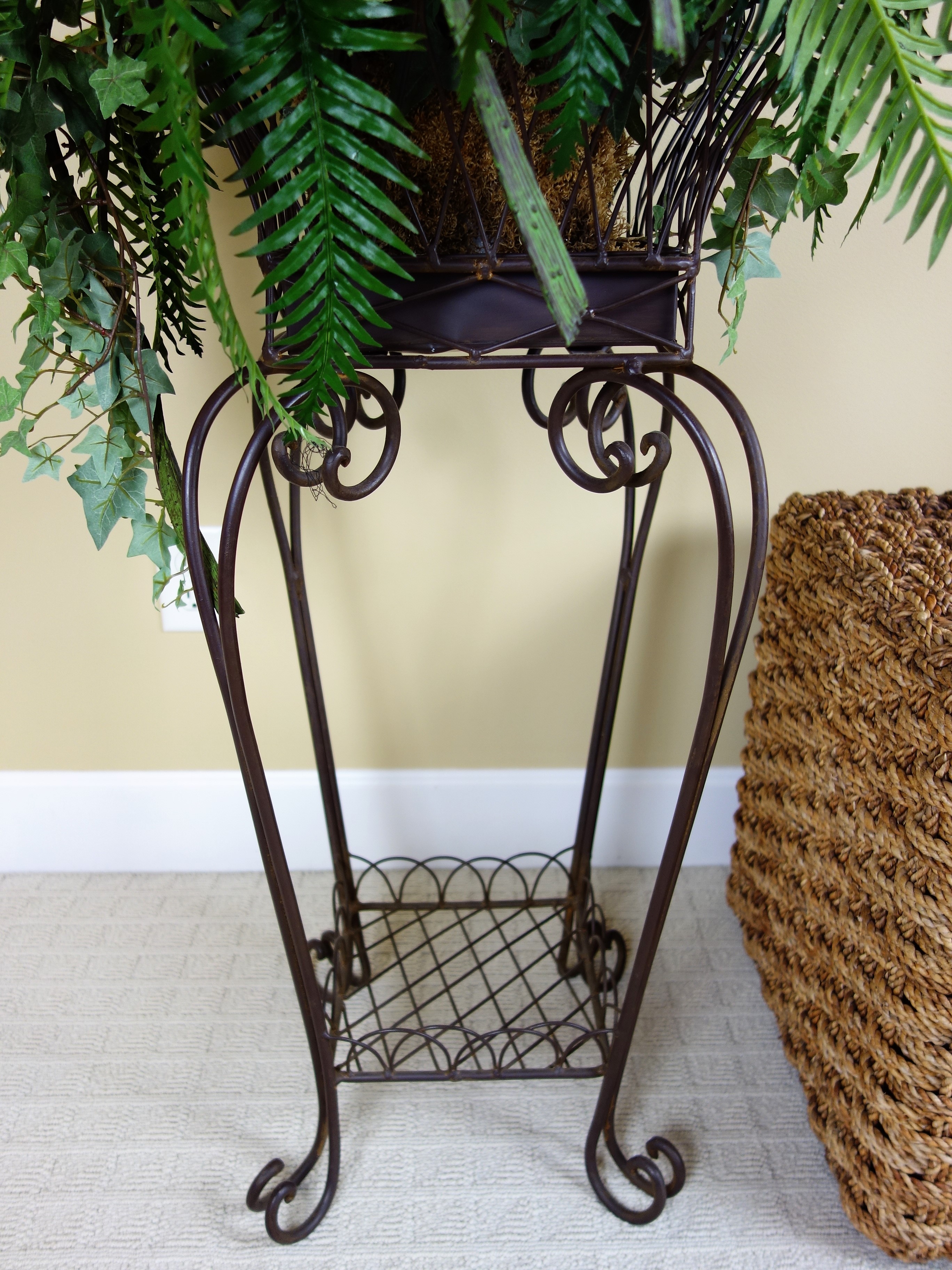 Schnadig Basket Weave Cube Table And Retus Ficus Plant