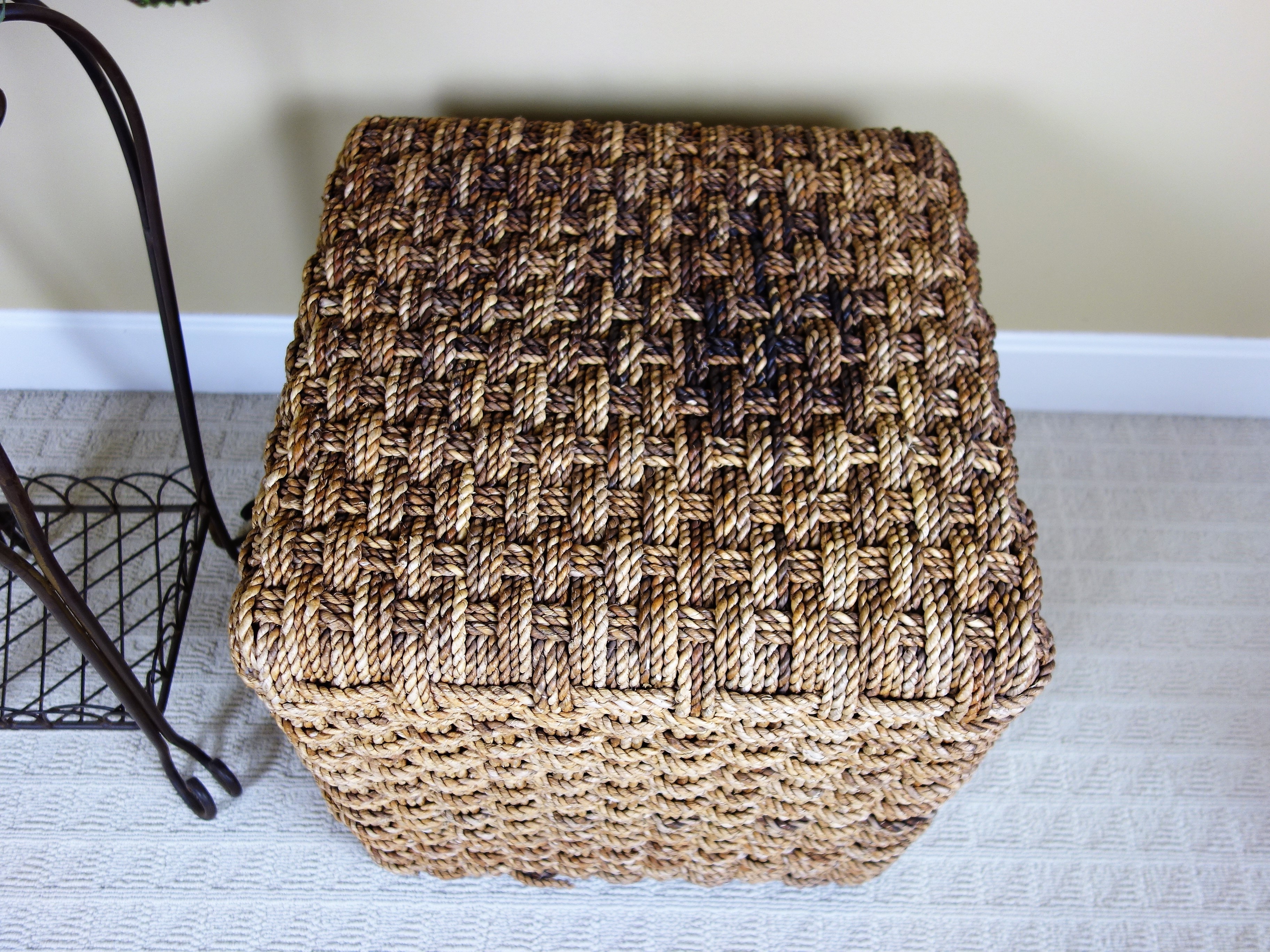 Schnadig Basket Weave Cube Table And Retus Ficus Plant
