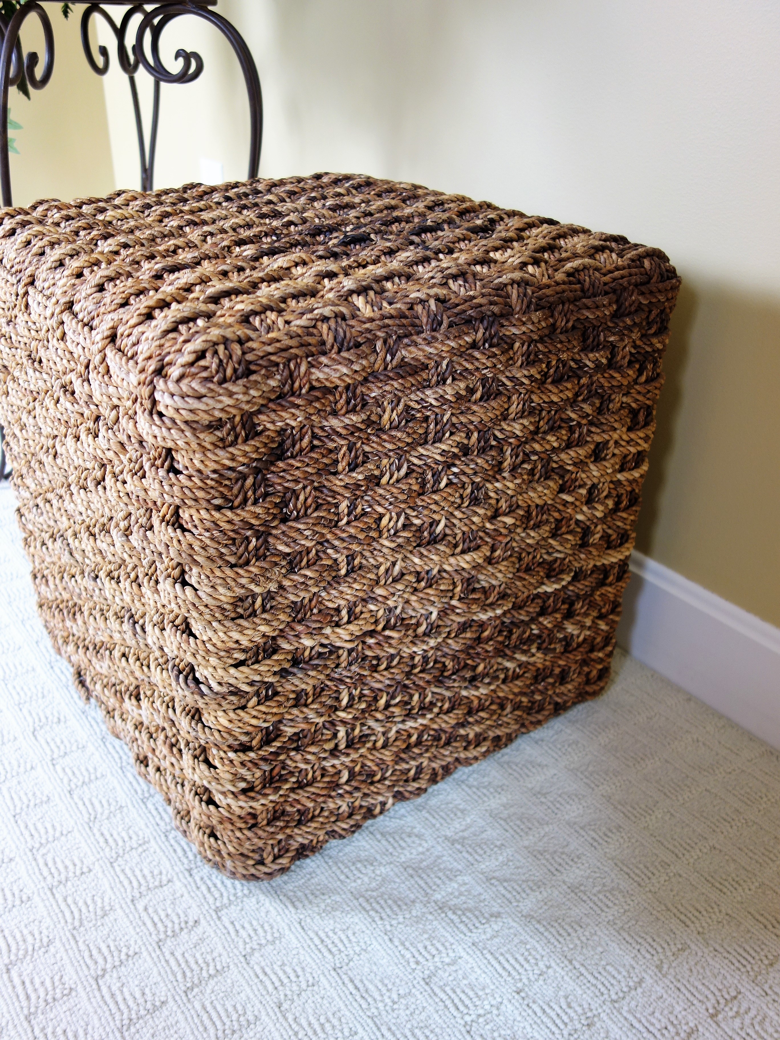 Schnadig Basket Weave Cube Table And Retus Ficus Plant