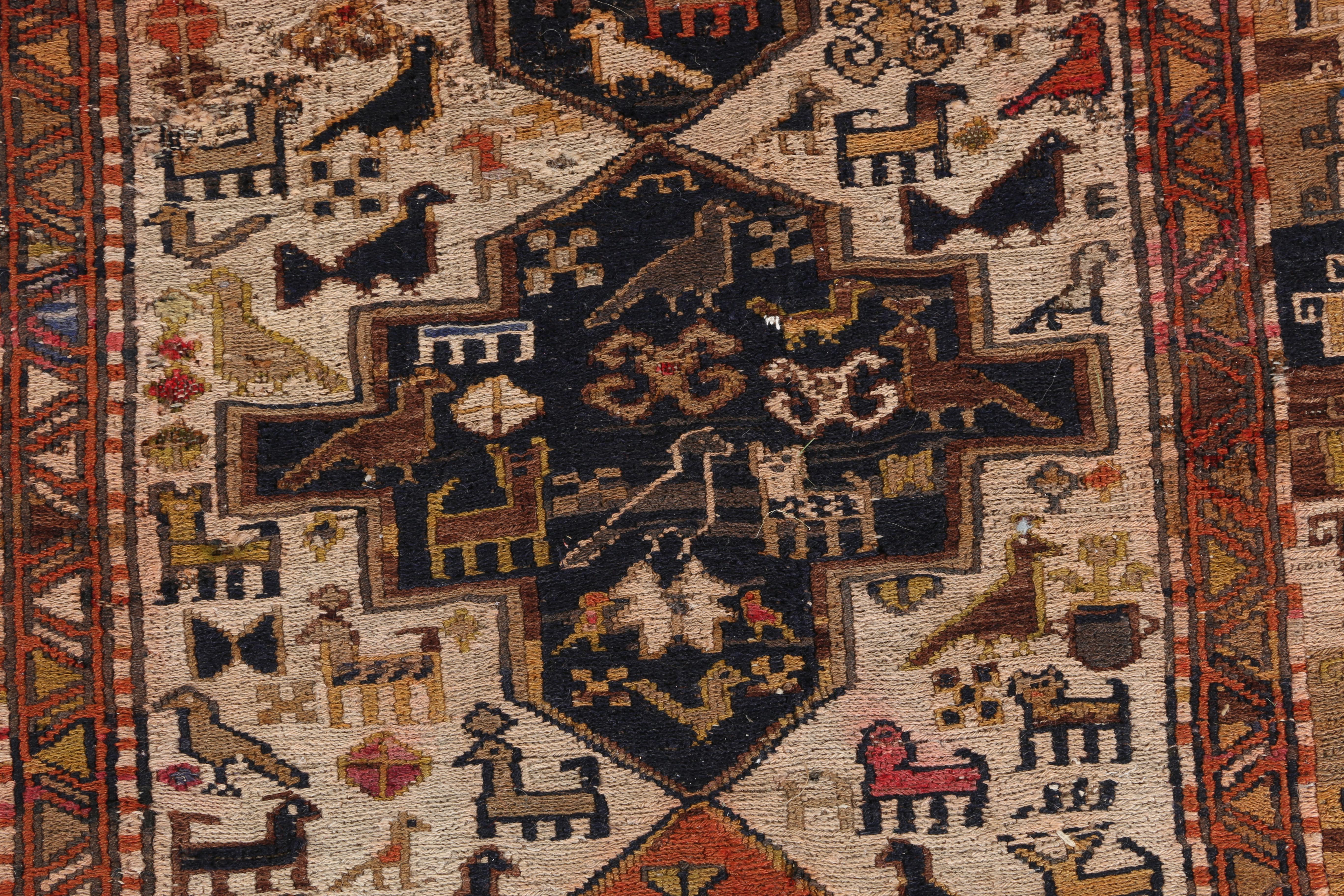 Semi-Antique Handwoven Pictorial Caucasian Tribal Runner