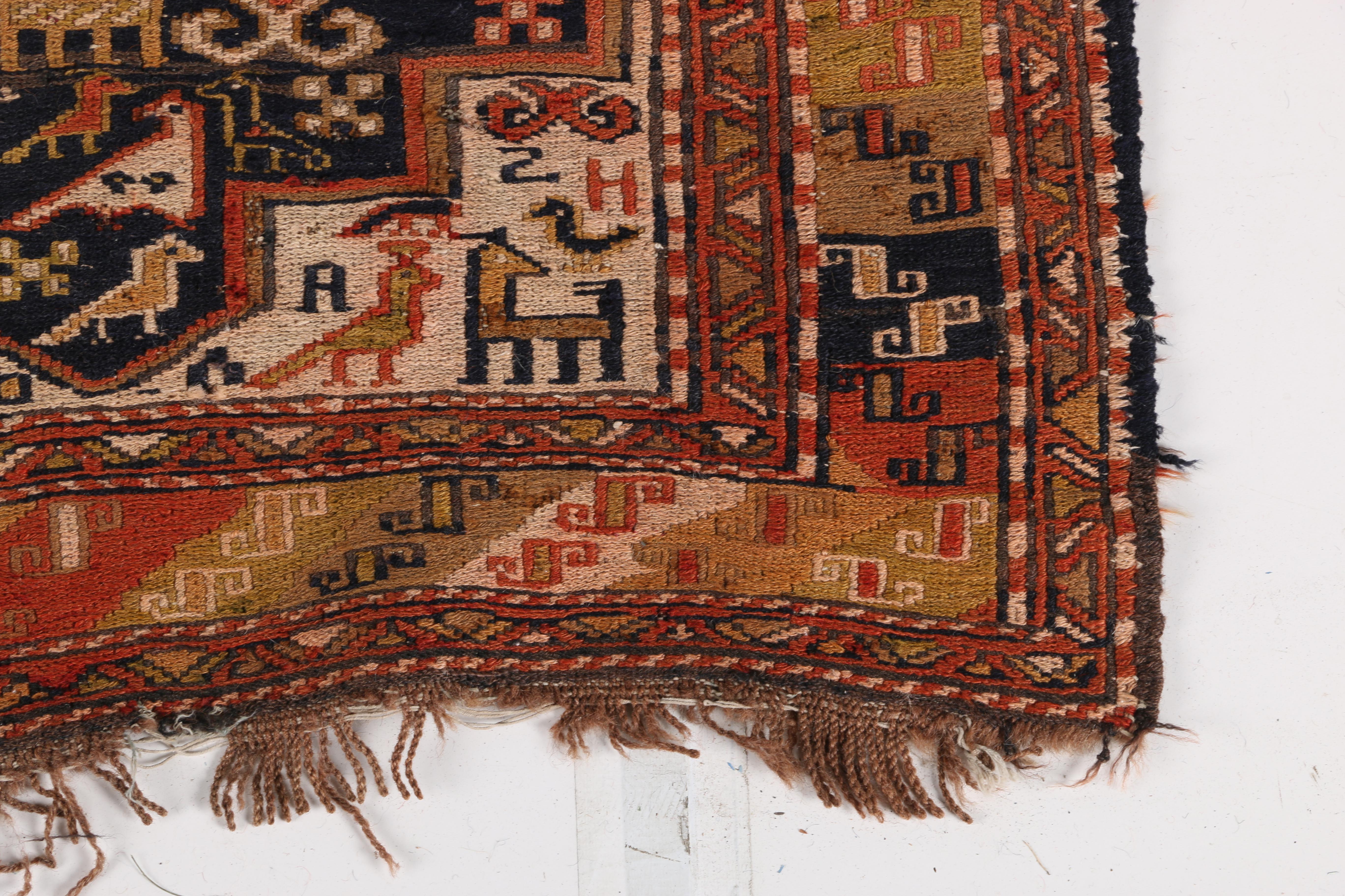 Semi-Antique Handwoven Pictorial Caucasian Tribal Runner