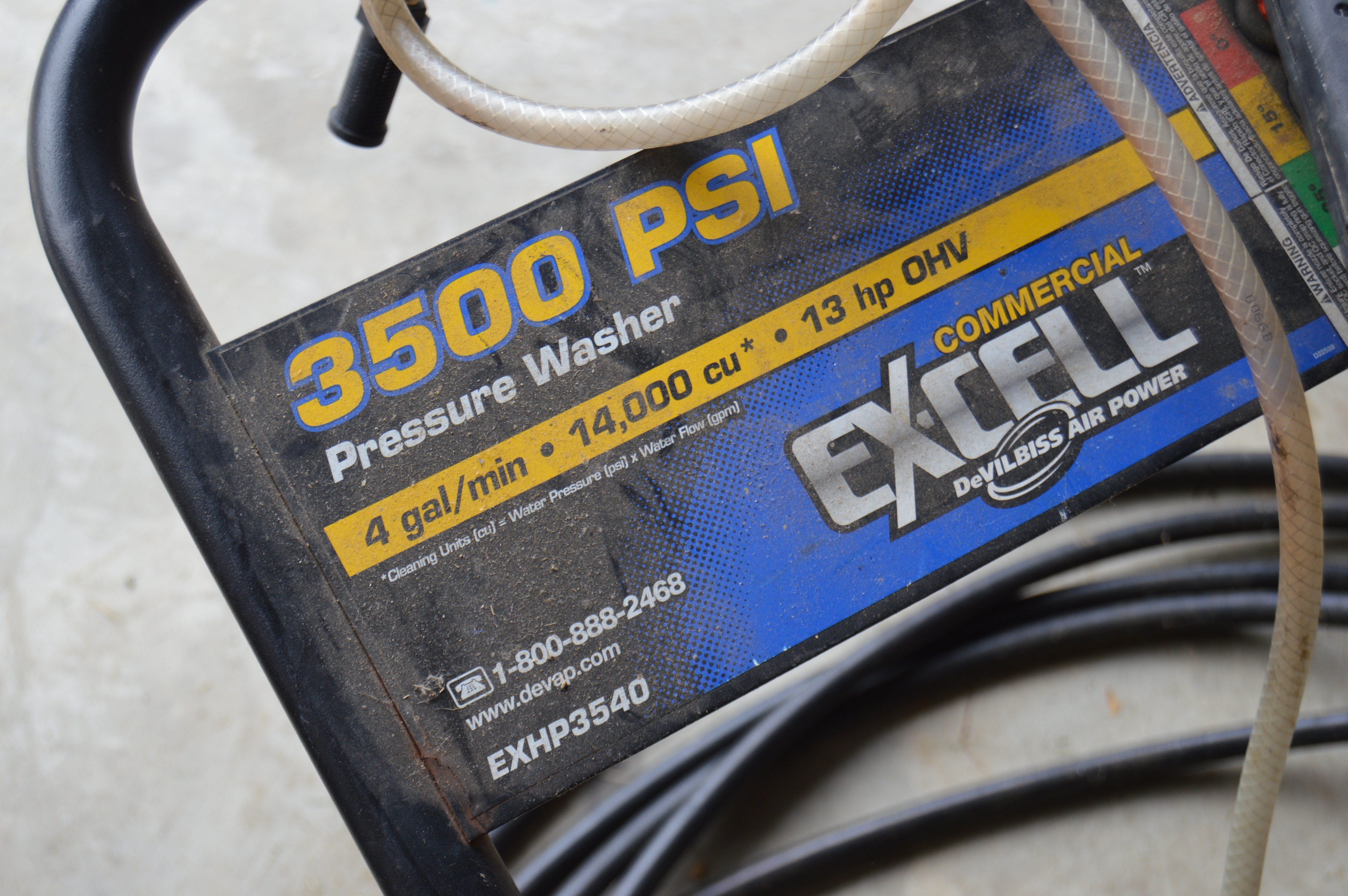 Honda "Excell" 3500 PSI Pressure Washer and Hose