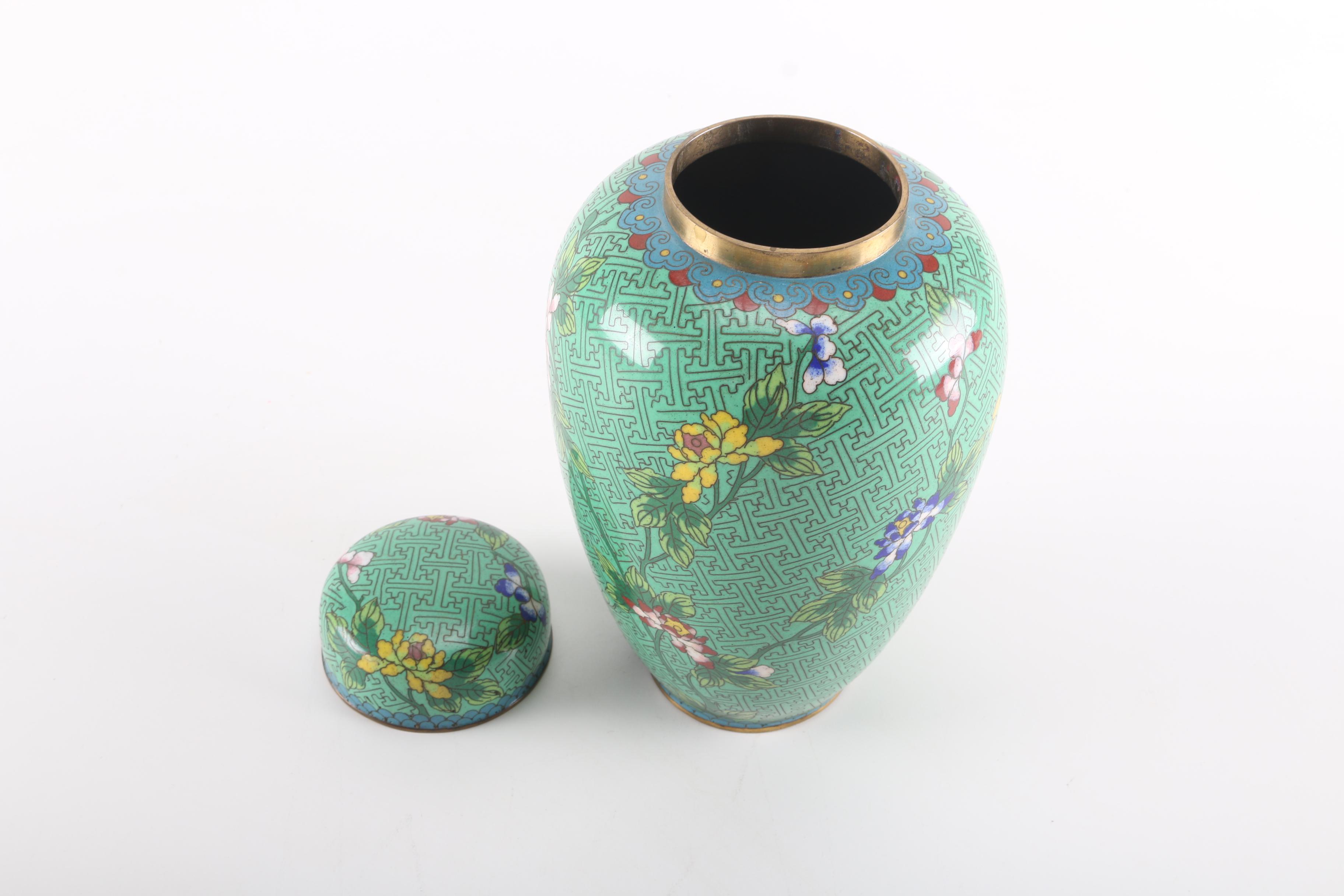 Chinese Cloisonné Lidded Ginger Jar