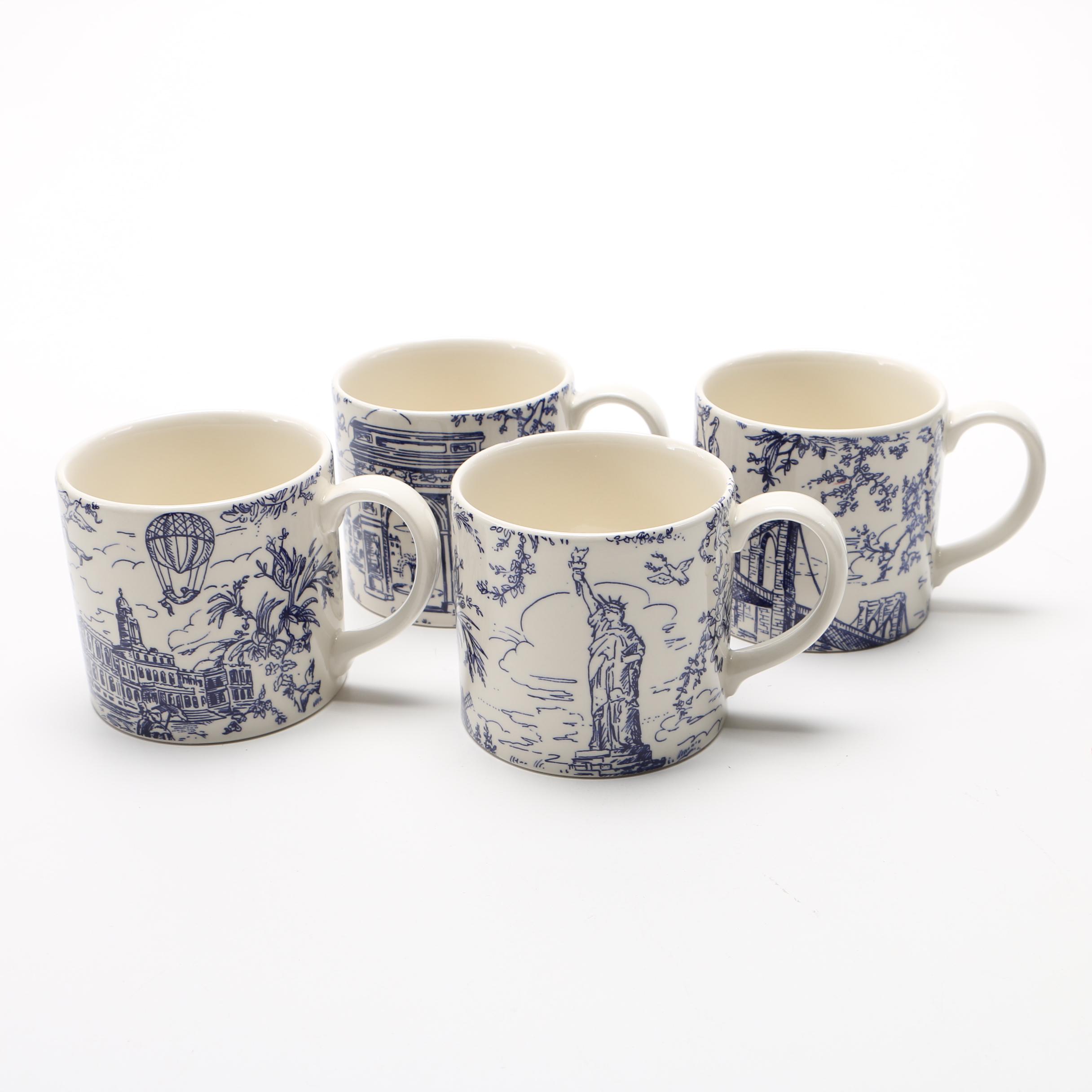 Tiffany & Co "New York Toile" Blue and White Mugs