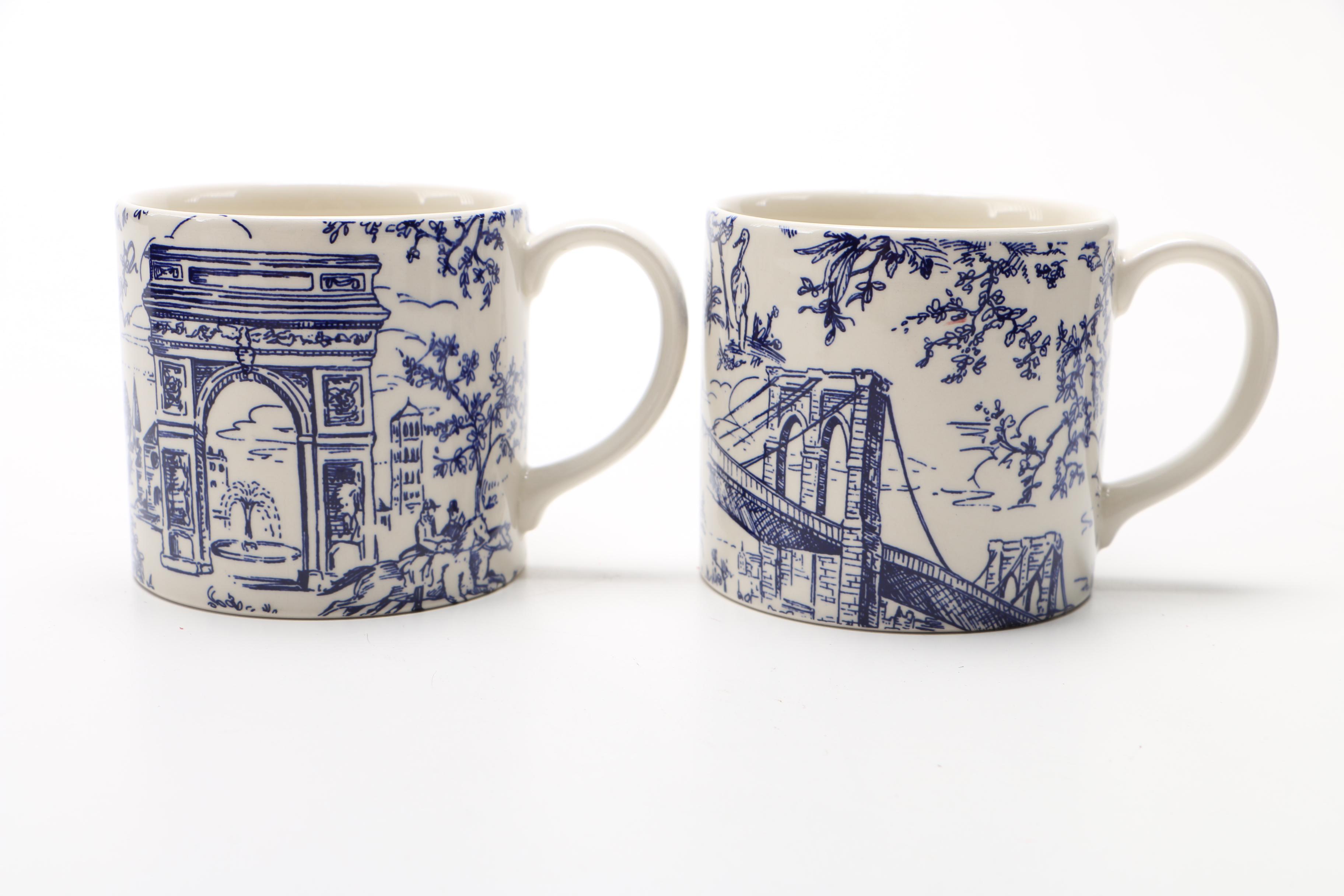 Tiffany & Co "New York Toile" Blue and White Mugs