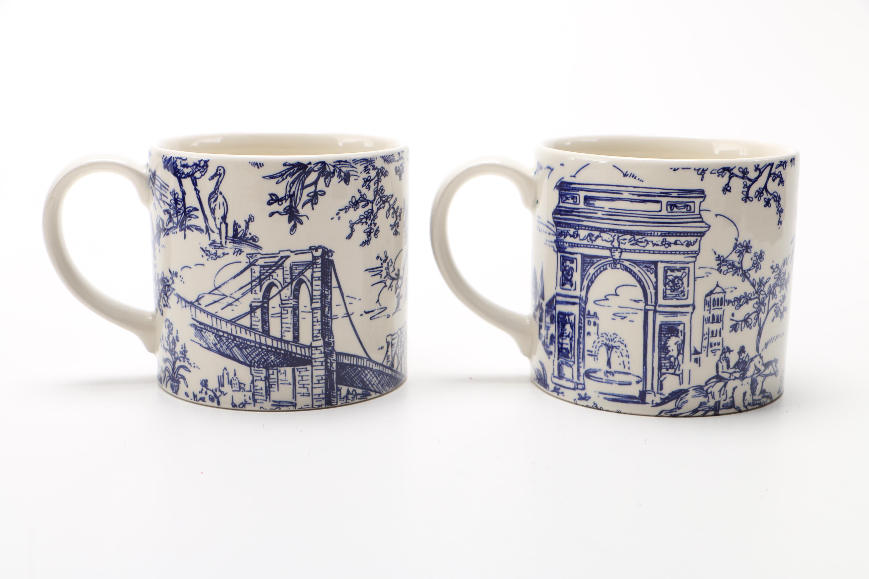 Tiffany & Co "New York Toile" Blue and White Mugs