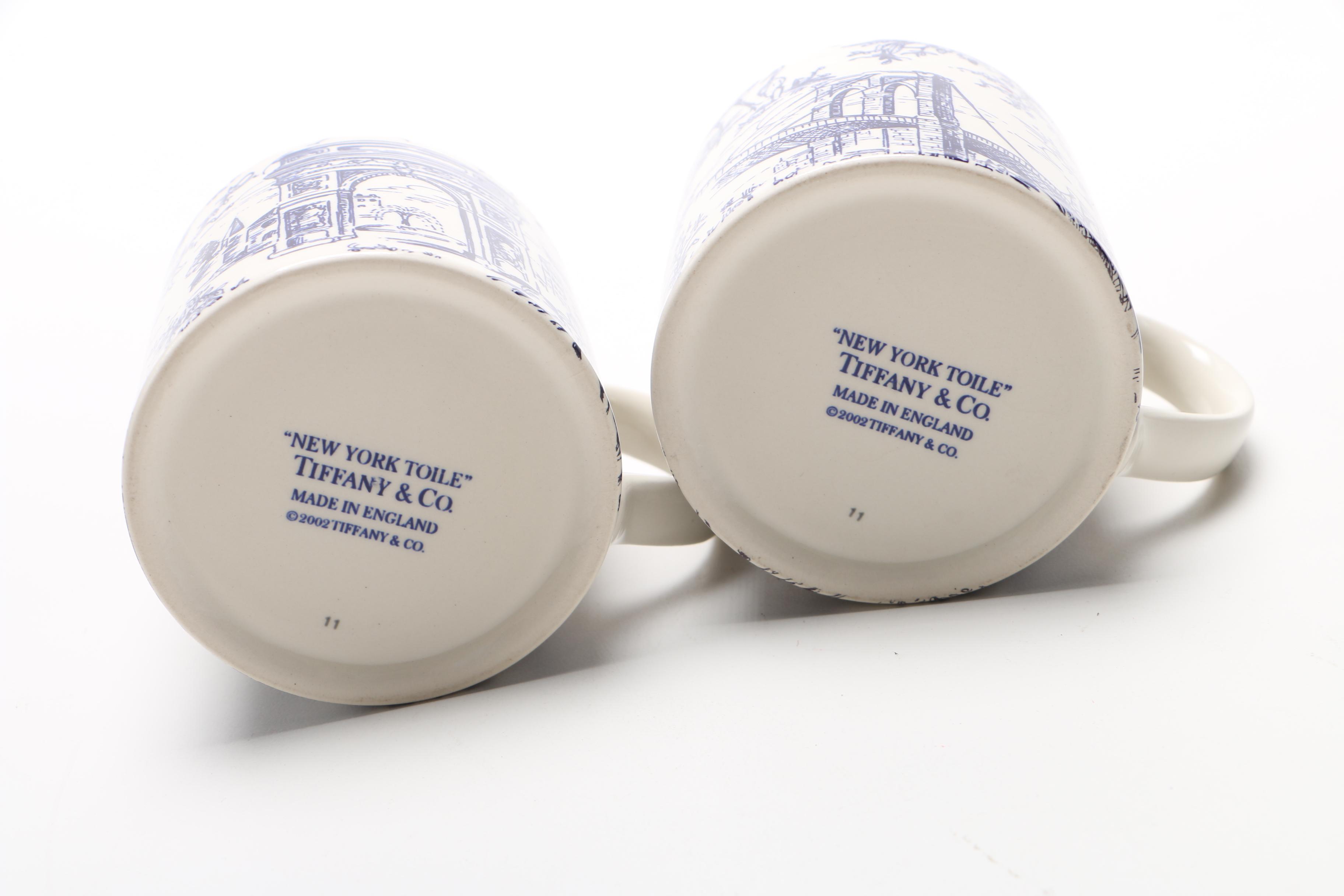 Tiffany & Co "New York Toile" Blue and White Mugs