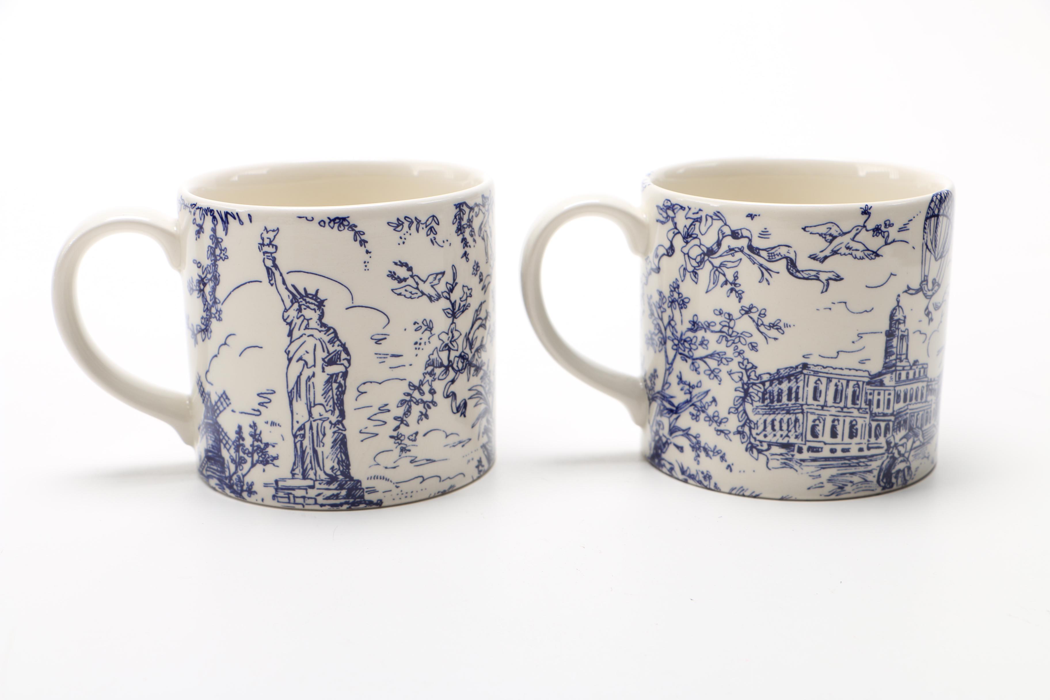 Tiffany & Co "New York Toile" Blue and White Mugs