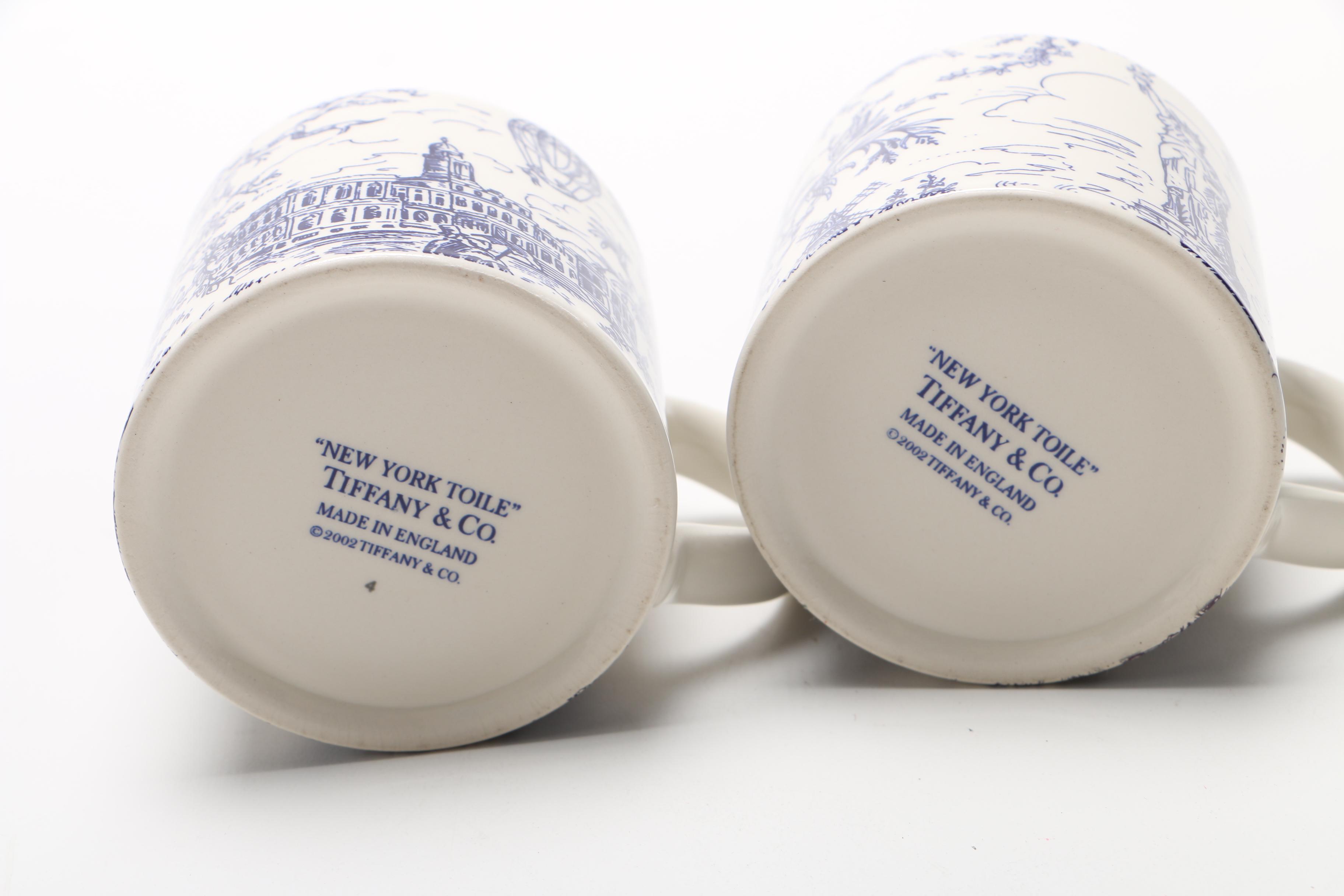 Tiffany & Co "New York Toile" Blue and White Mugs