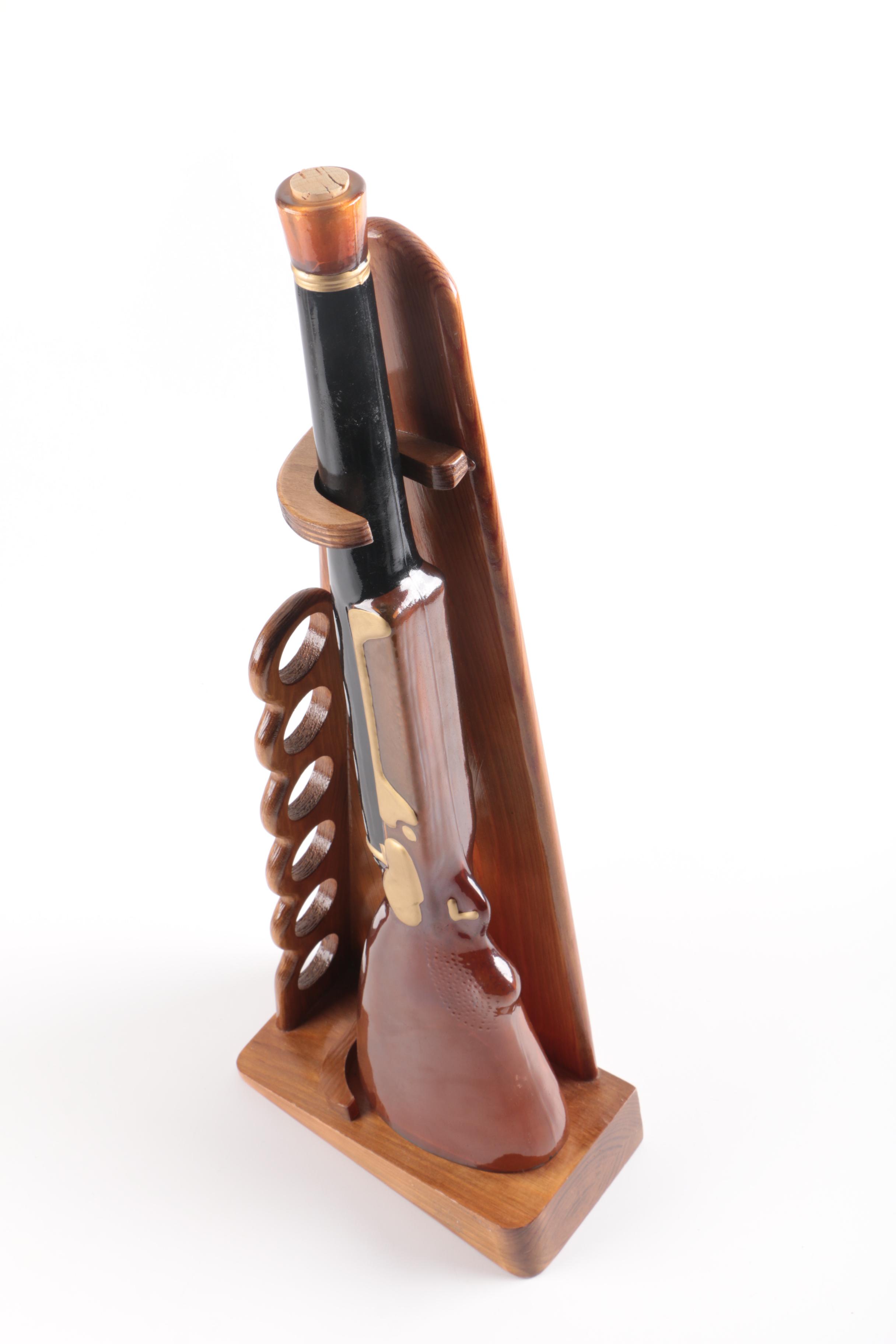 Glass Single Shot Rifle Decanter With Wooden Stand