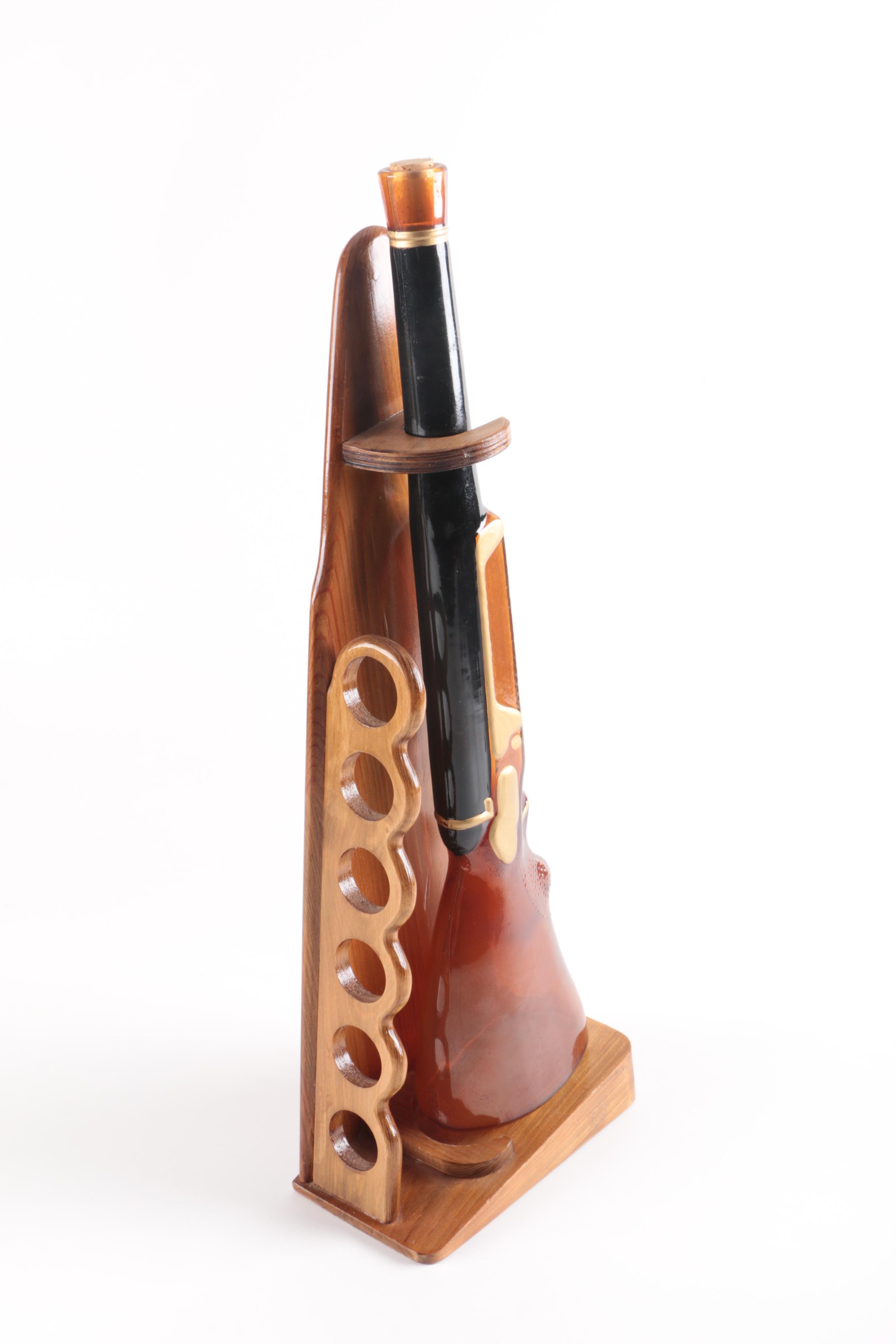 Glass Single Shot Rifle Decanter With Wooden Stand