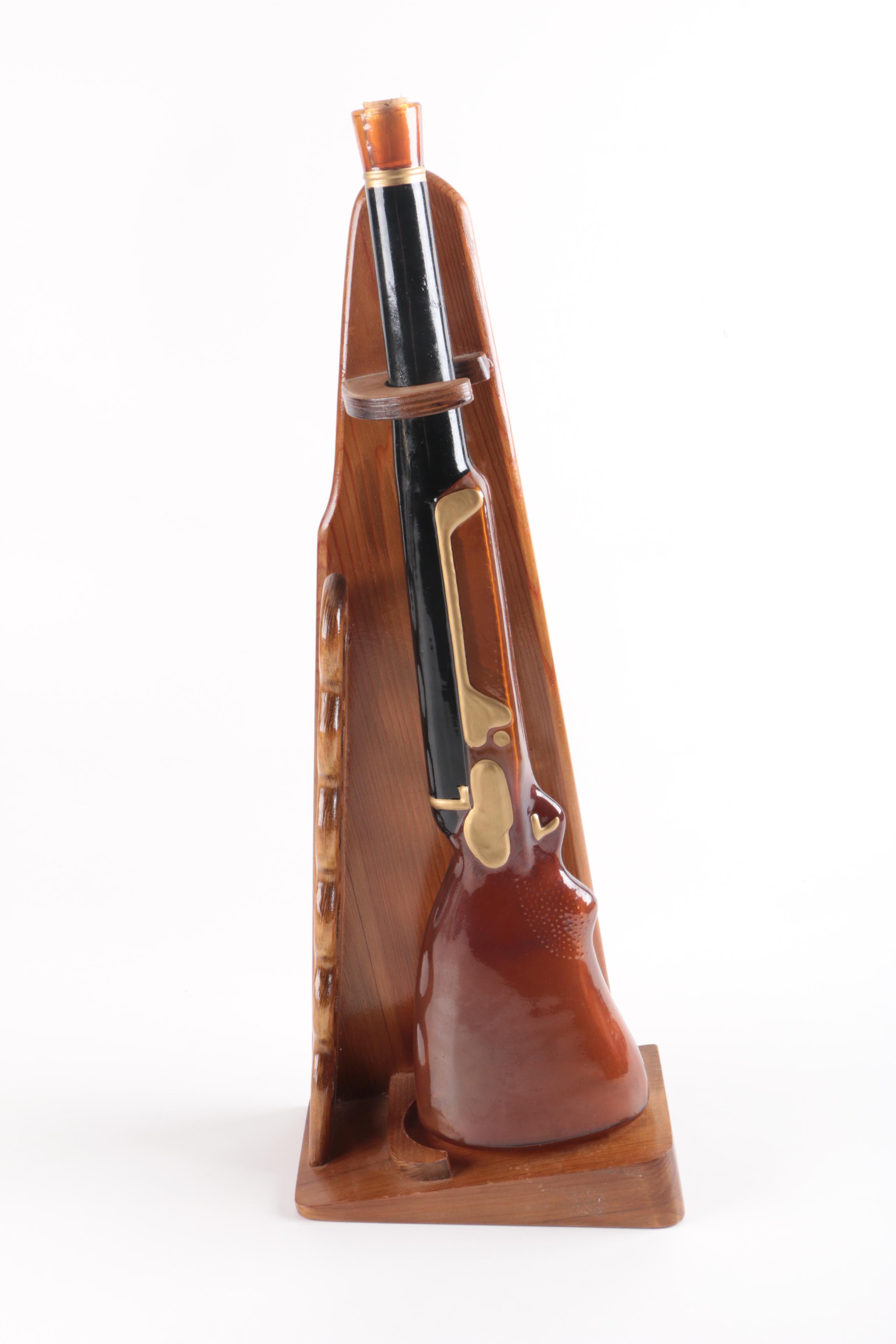 Glass Single Shot Rifle Decanter With Wooden Stand