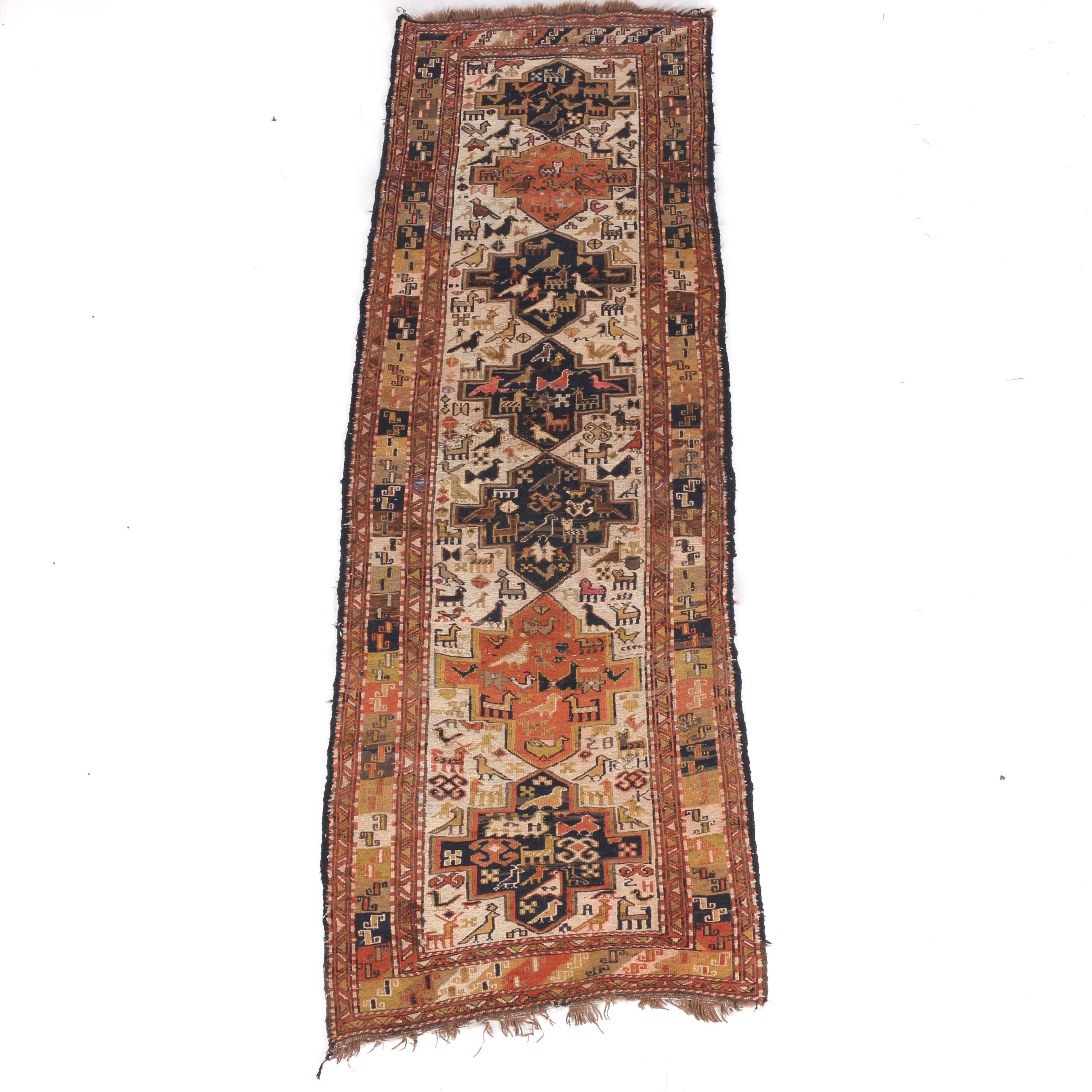 Semi-Antique Handwoven Pictorial Caucasian Tribal Runner
