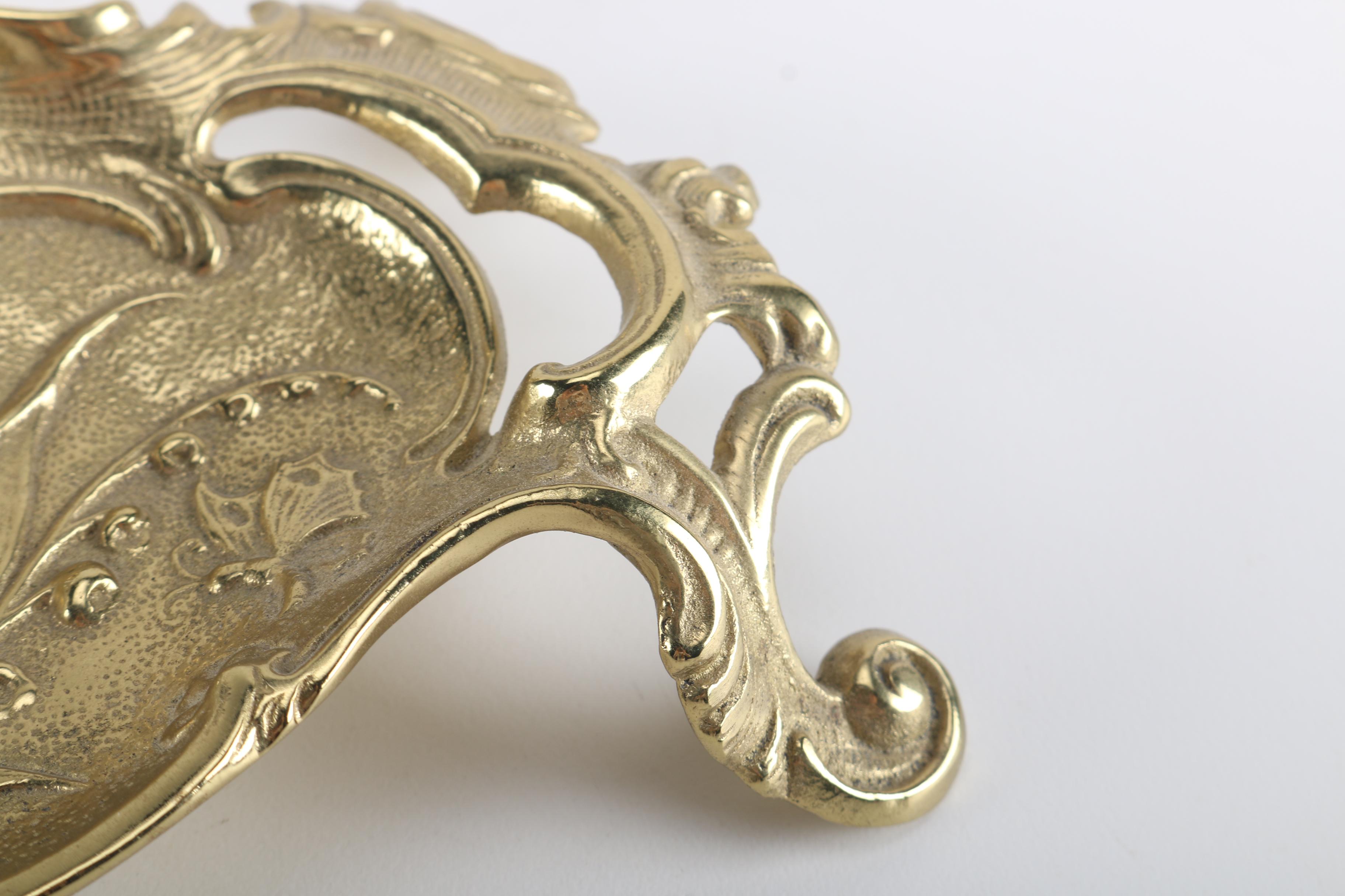 Glass Inkwell With Ornate Brass Stand