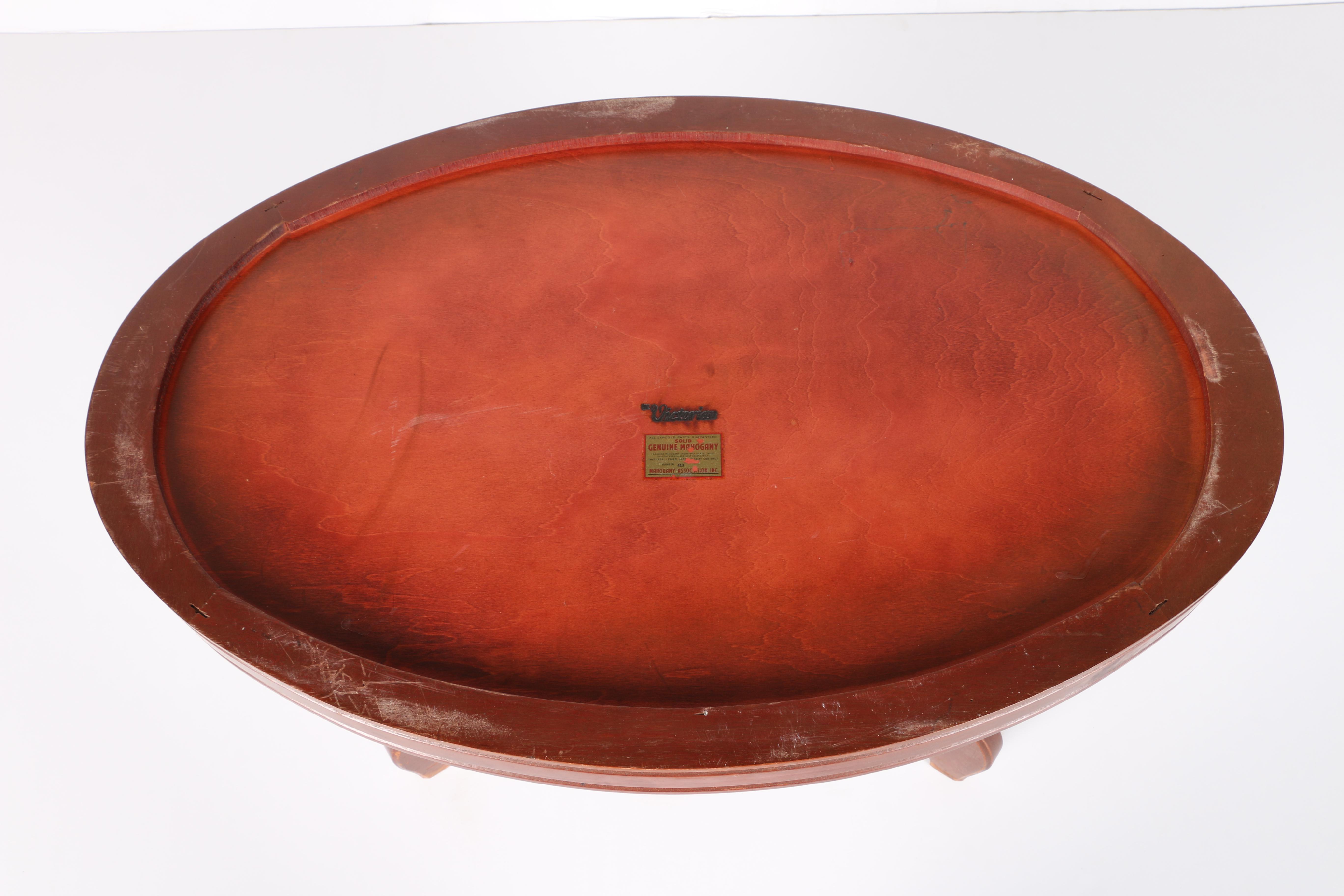 Vintage Victorian Style Marble Top Coffee Table in Mahogany