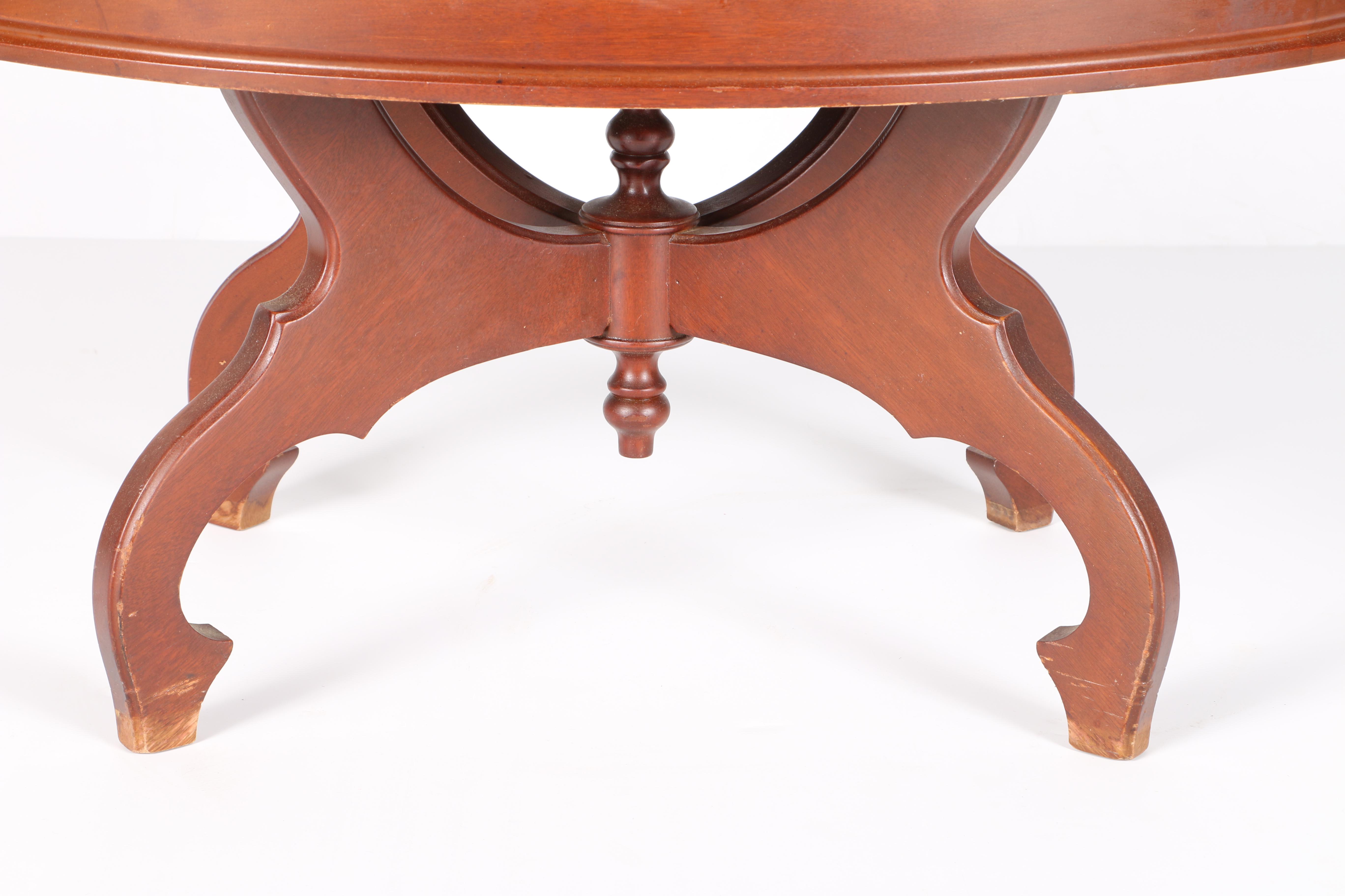 Vintage Victorian Style Marble Top Coffee Table in Mahogany