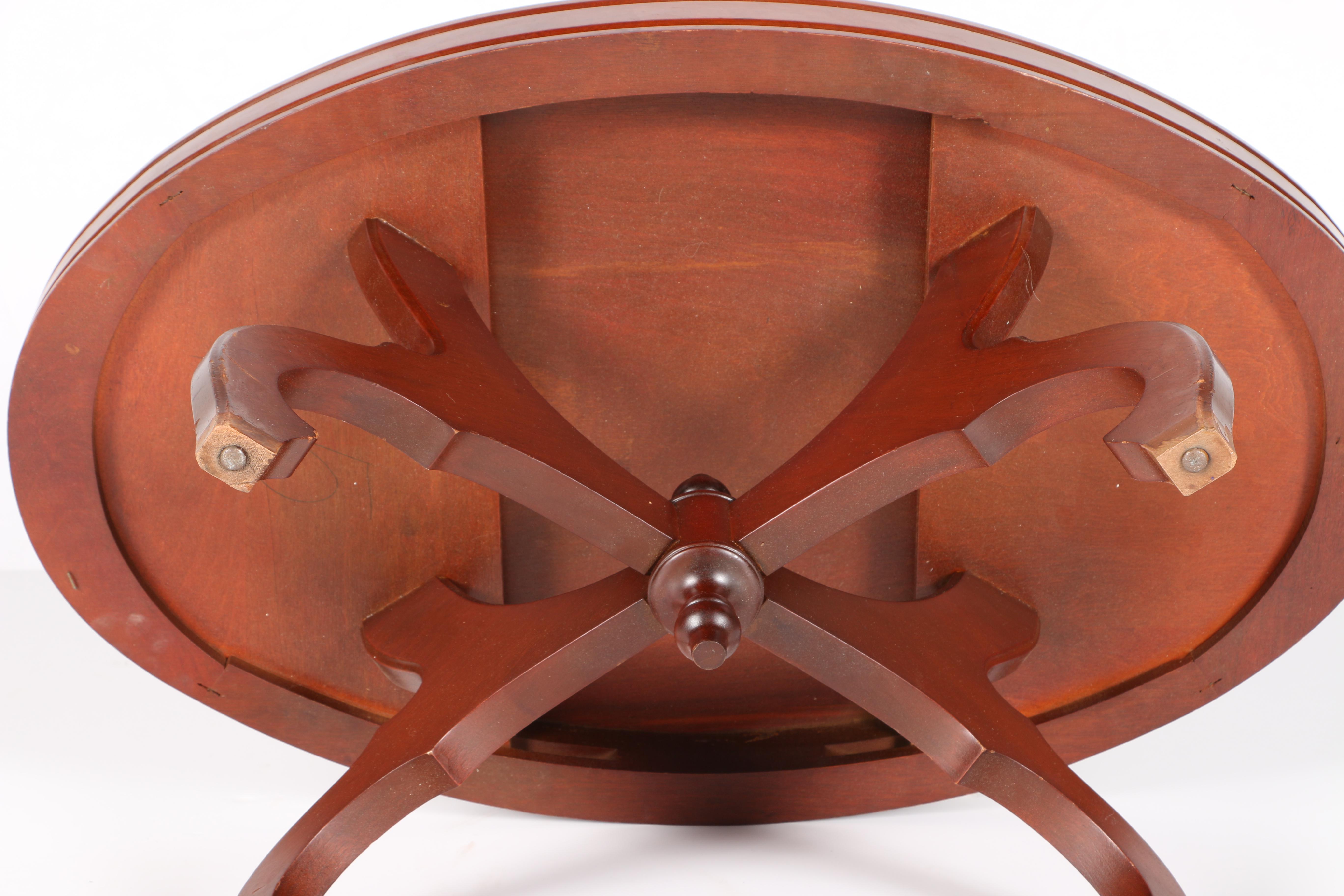 Vintage Victorian Style Marble Top Coffee Table in Mahogany